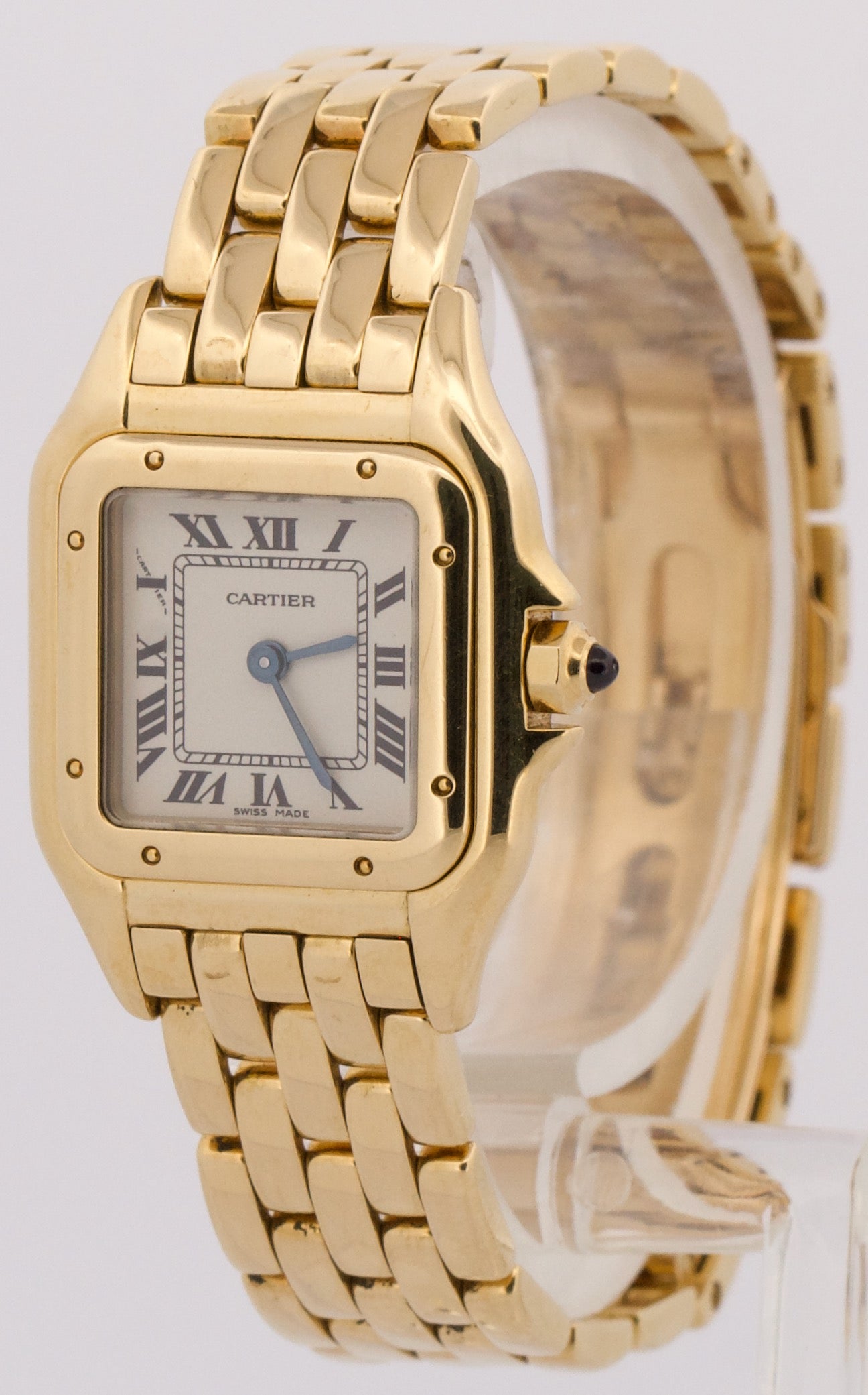 Ladies Cartier Panthere Small WHITE ROMAN 18K Yellow Gold 22mm Quartz 866911 BOX