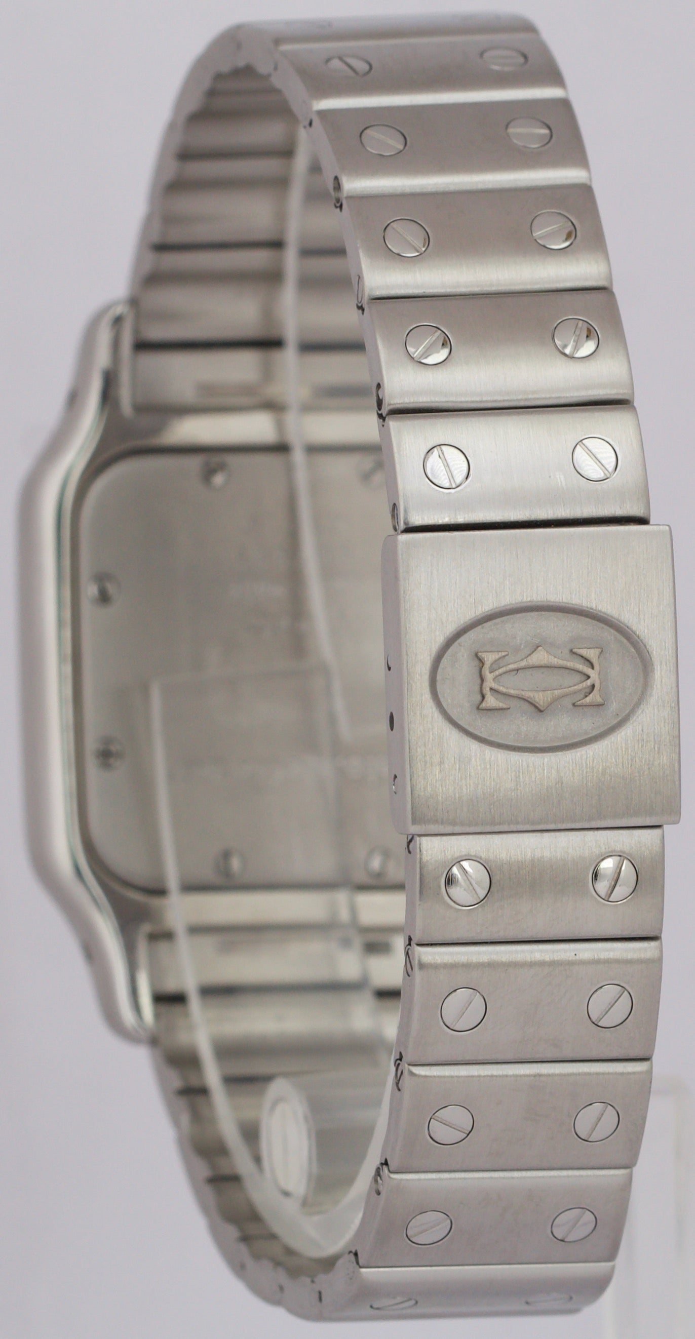 MINT Cartier Santos Galbee PATINA Ivory Stainless Steel 29mm Quartz Watch 987901