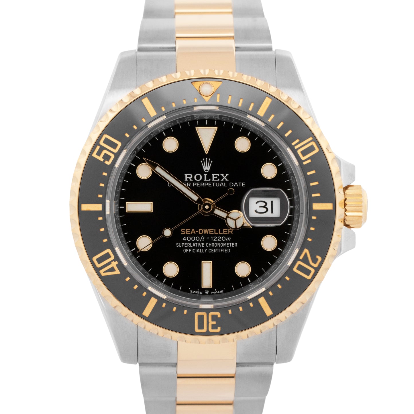 PAPERS Rolex Sea-Dweller 43mm Two-Tone 18K Gold Stainless Black 126603 Watch BOX