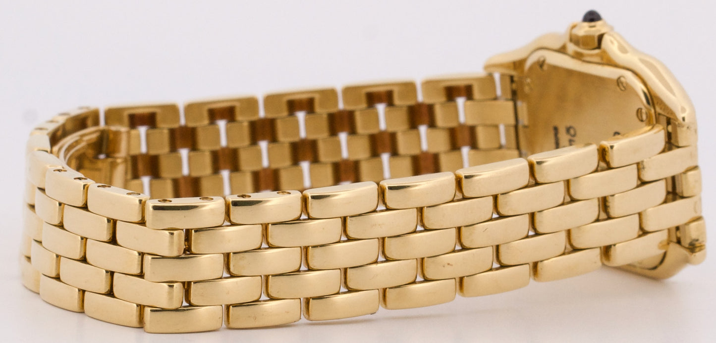 Ladies Cartier Panthere Small WHITE ROMAN 18K Yellow Gold 22mm Quartz 866911 BOX