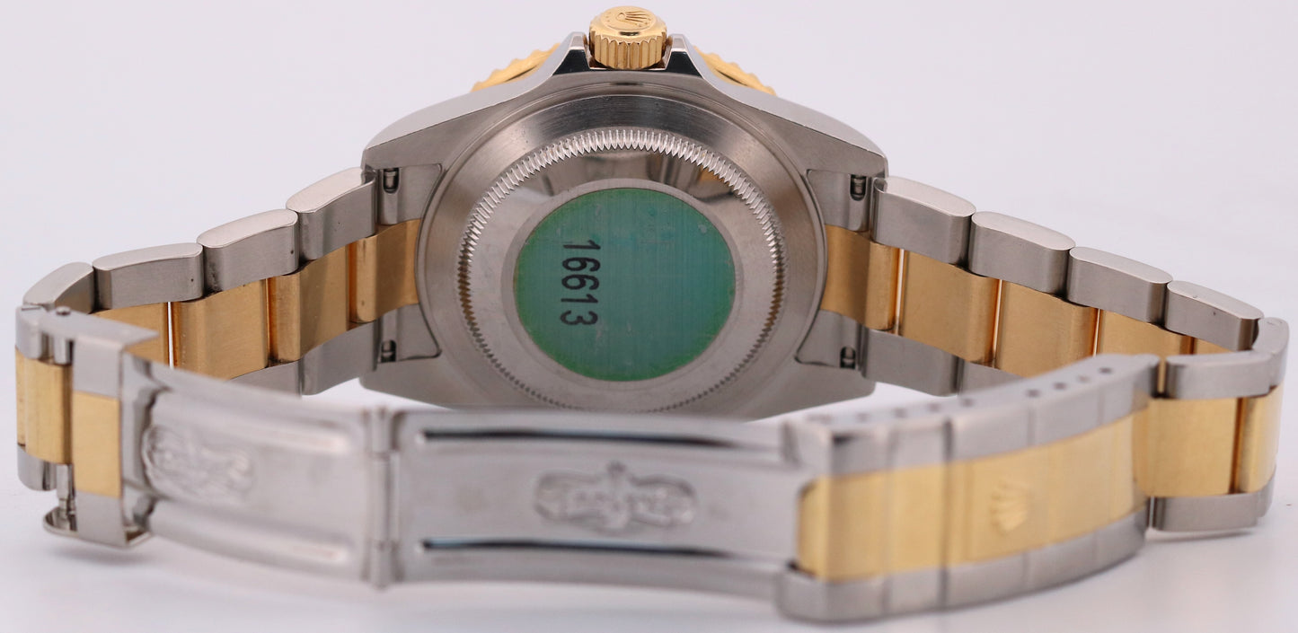 UNPOLISHED 2006 PAPERS Rolex Submariner Date BLUE Two-Tone 18K 40mm 16613 BOX