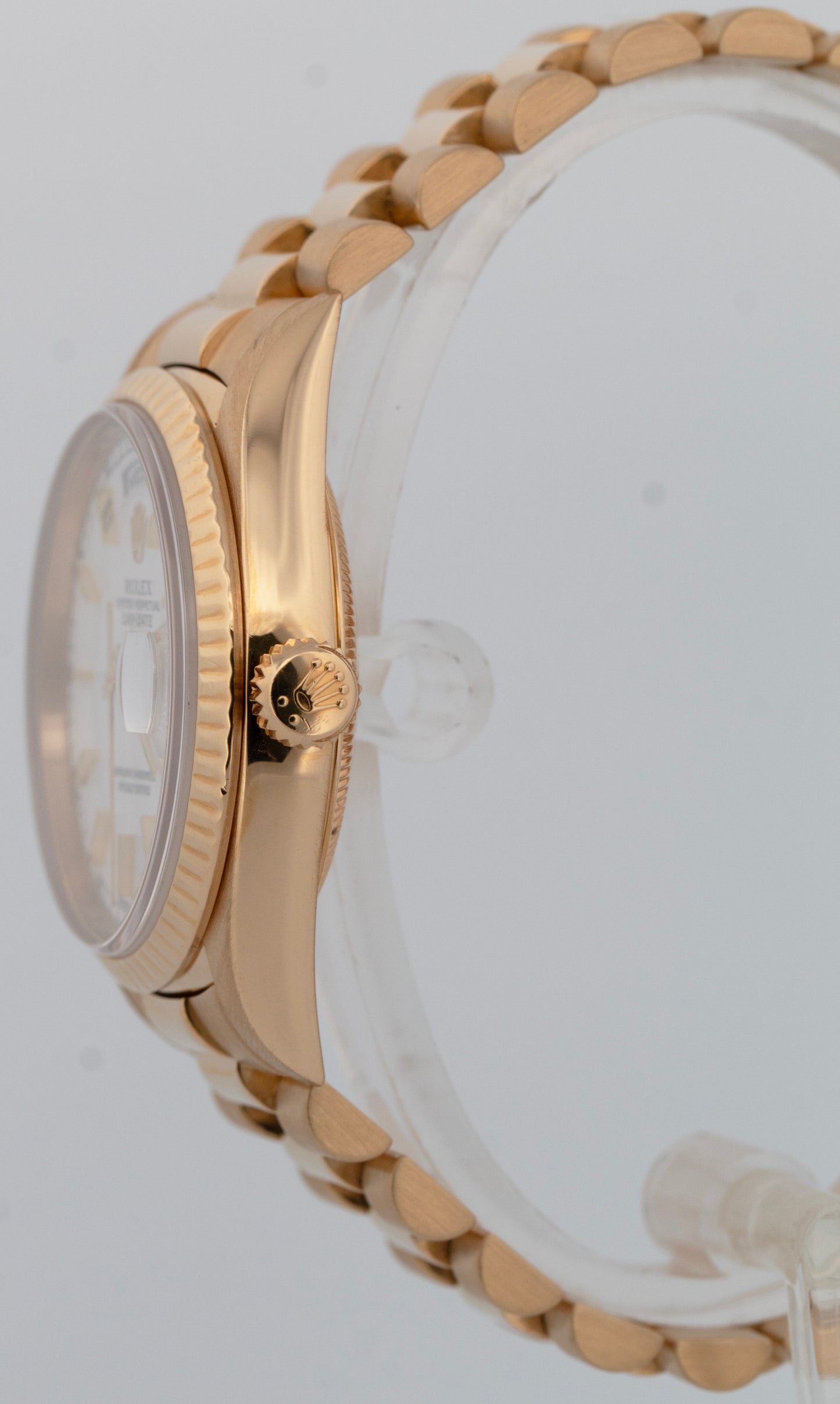 Rolex Day-Date President WHITE Dial 36mm 18K Yellow Gold Fluted 18238 Watch