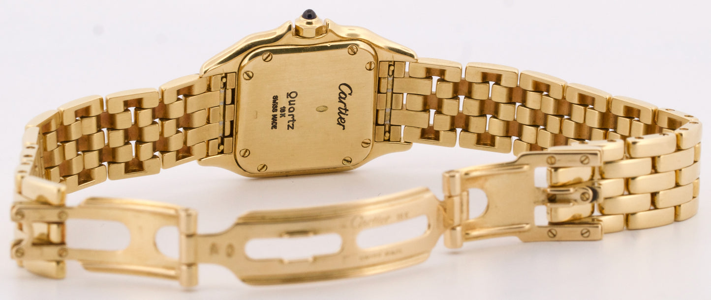 Ladies Cartier Panthere Small WHITE ROMAN 18K Yellow Gold 22mm Quartz 866911 BOX