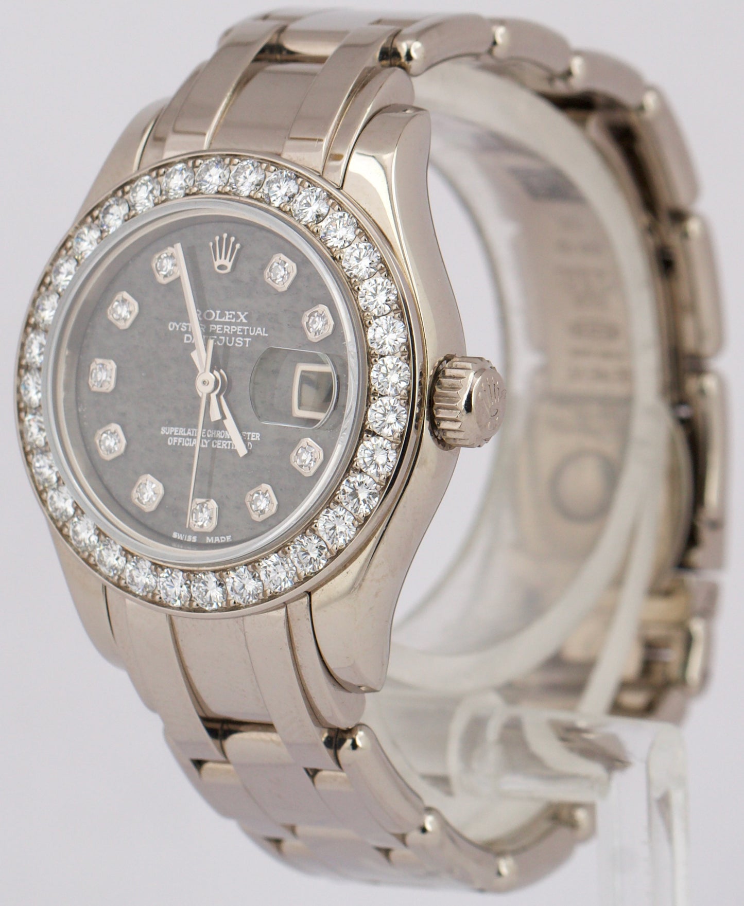 MINT Rolex DateJust Pearlmaster 18k White Gold DIAMOND PYRITE 29mm 80299 Watch