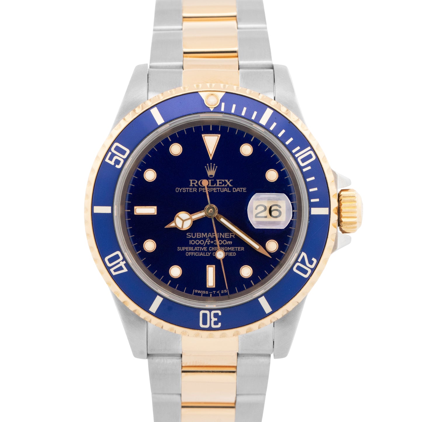 Rolex Submariner Date 40mm BLUE Two-Tone 18K Gold Stainless Steel 16613 Watch