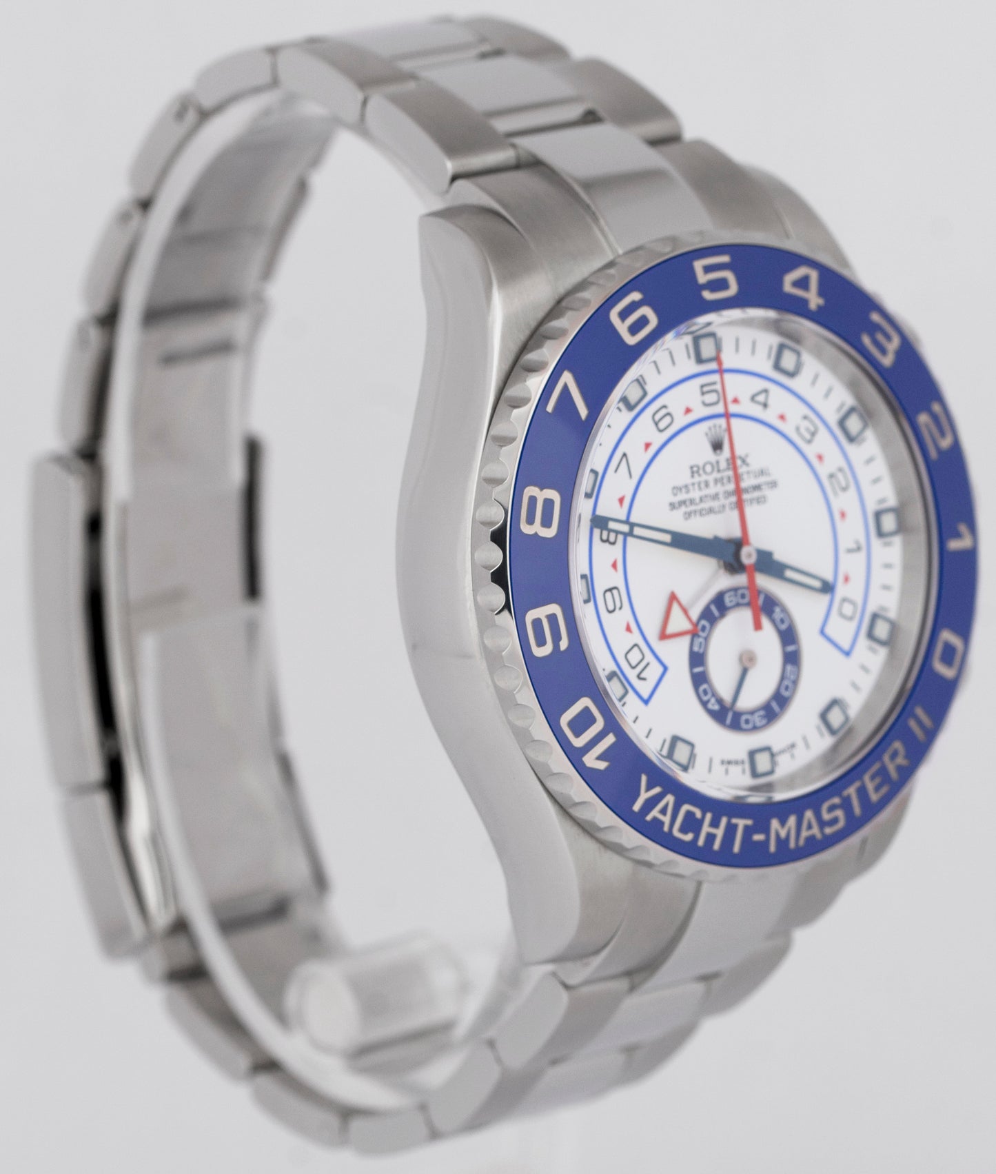 MINT PAPERS Rolex Yacht-Master II 44mm White Stainless Blue Watch 116680 BOX