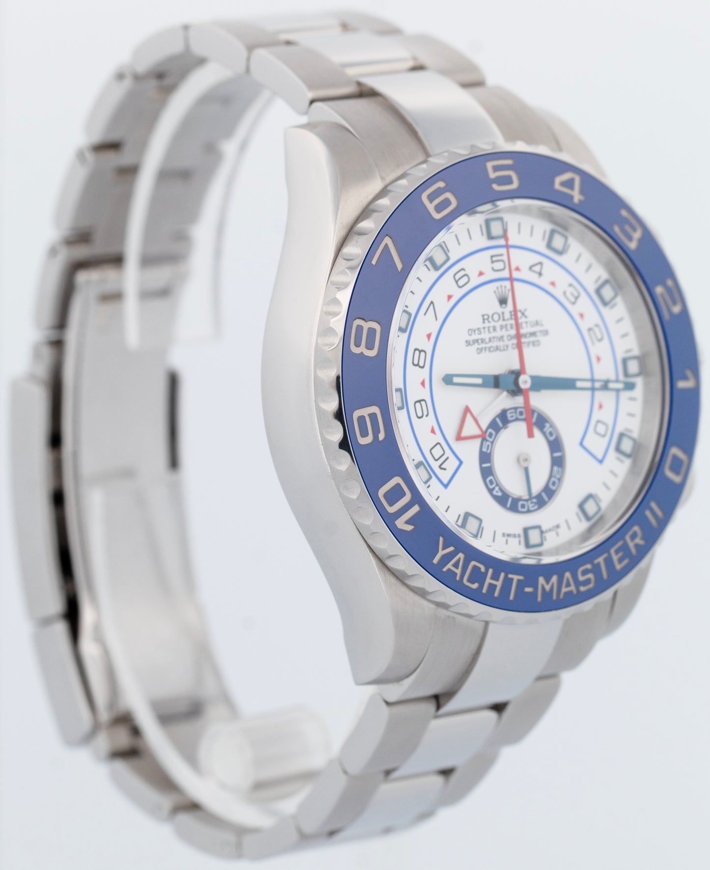 MINT PAPERS Rolex Yacht-Master II 44mm White Stainless Blue Watch 116680 BOX