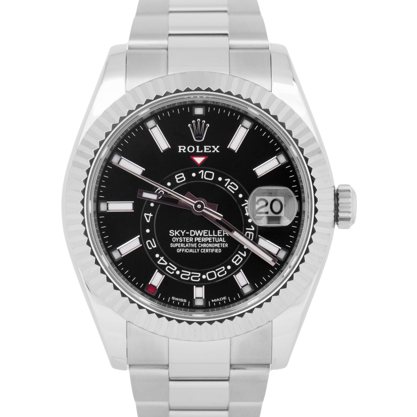 PAPERS Rolex Sky-Dweller 326934 Black 42mm OYSTER Steel 18K Gold Watch BOX