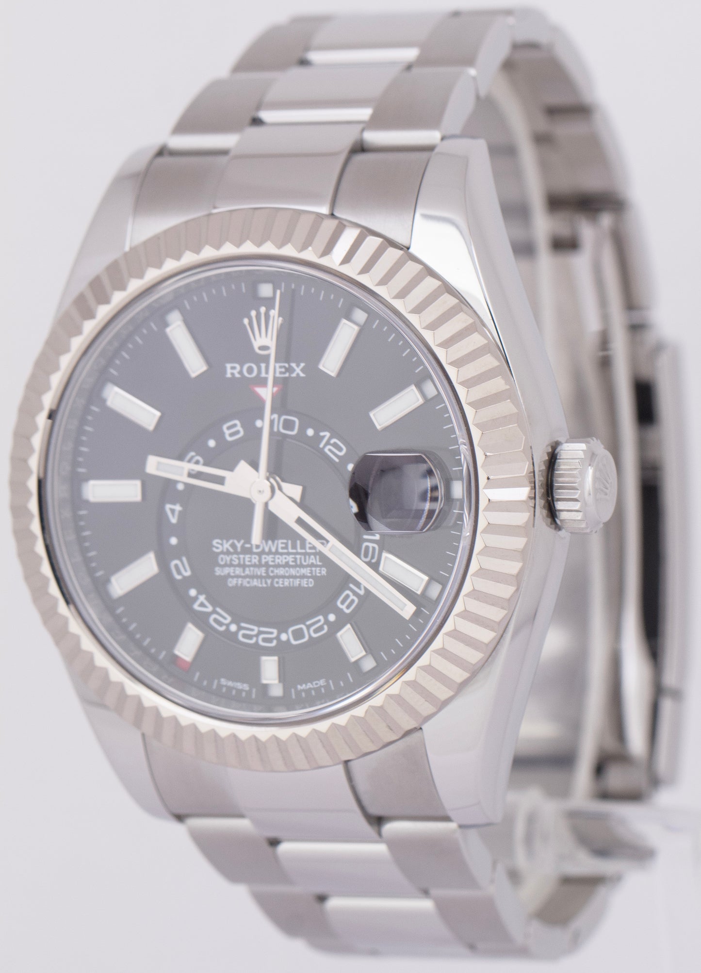PAPERS Rolex Sky-Dweller 326934 Black 42mm OYSTER Steel 18K Gold Watch BOX