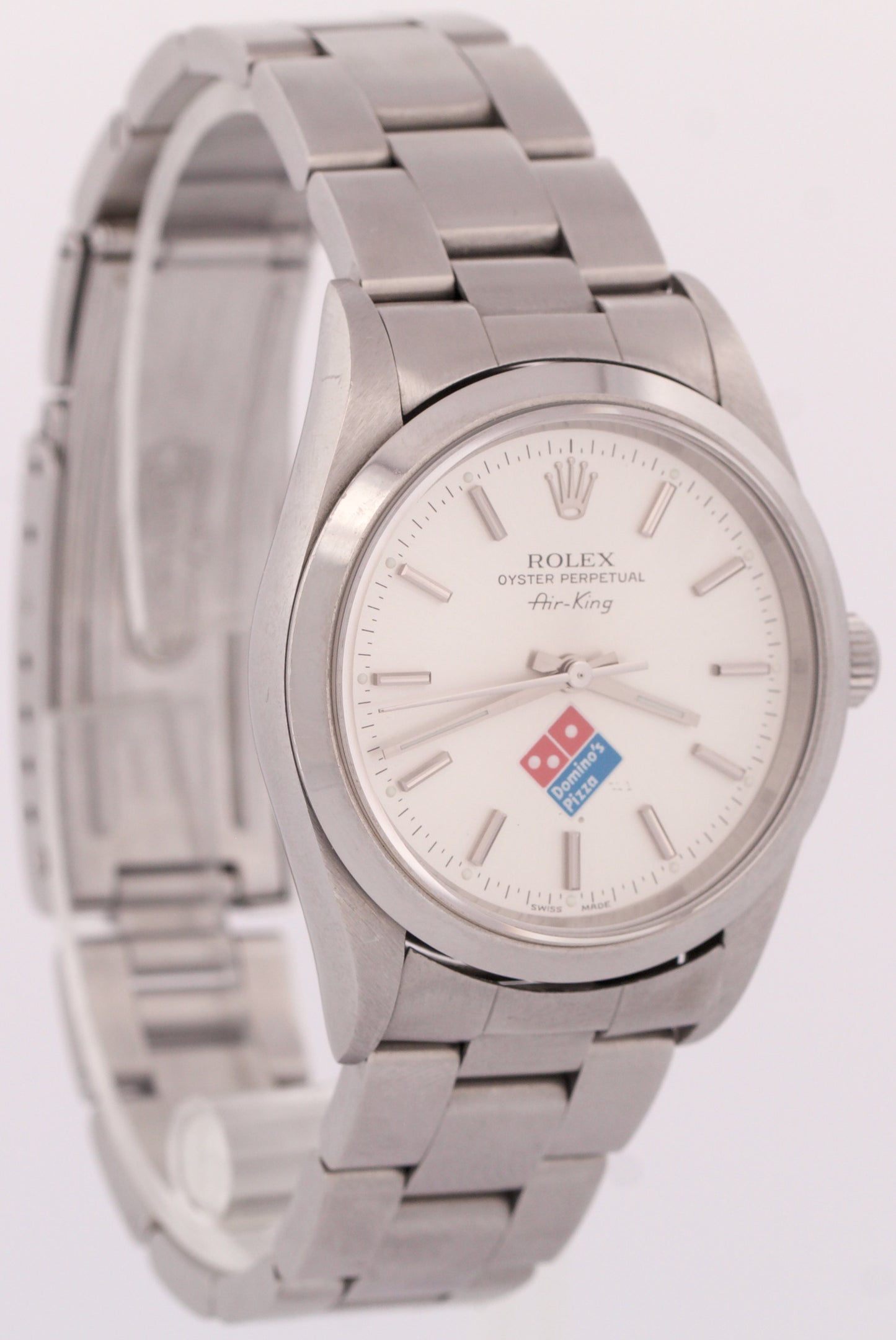 UNPOLISHED PAPERS Rolex Oyster Perpetual Air-King Silver DOMINOS 34mm 14000 BOX