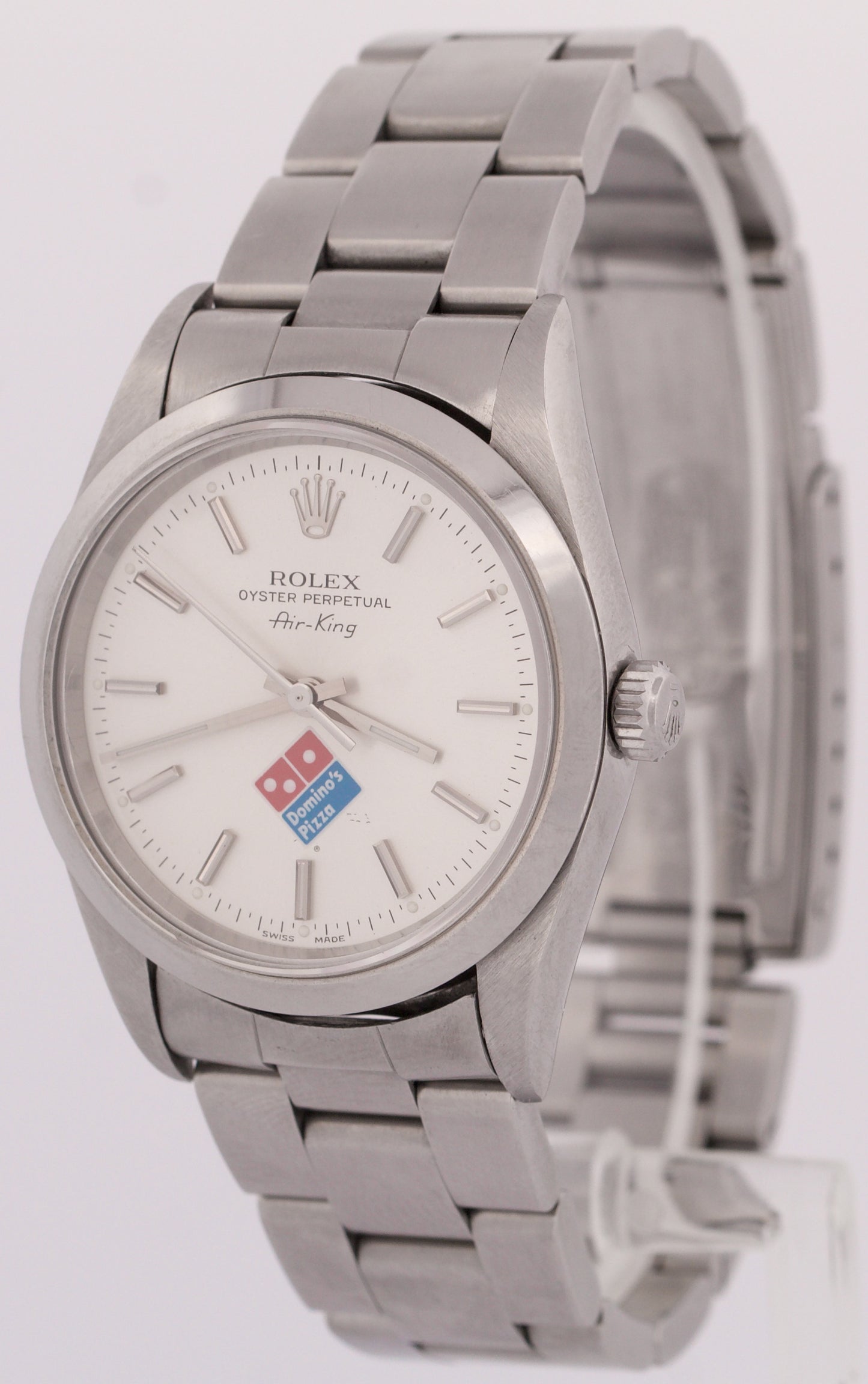 UNPOLISHED PAPERS Rolex Oyster Perpetual Air-King Silver DOMINOS 34mm 14000 BOX