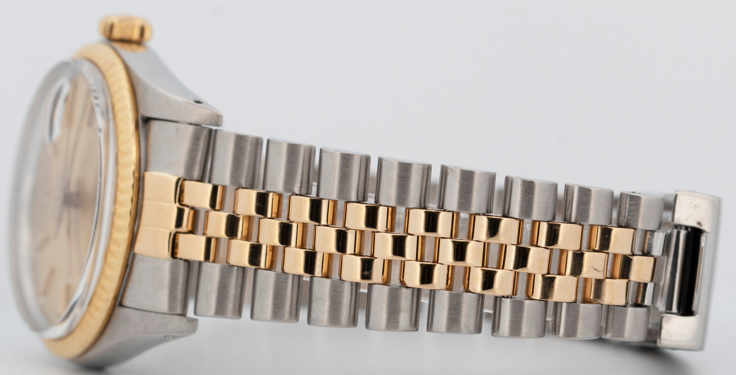 Rolex DateJust 36mm Champagne Two-Tone 18K Yellow Gold Steel JUBILEE Watch 16013