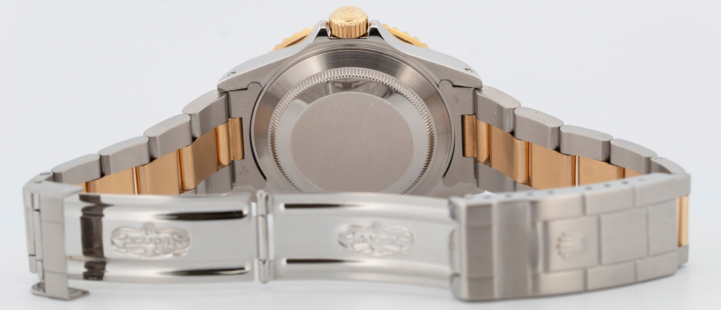 Rolex Submariner Date 40mm BLACK Two-Tone 18K Yellow Gold Steel 16613 LN Watch