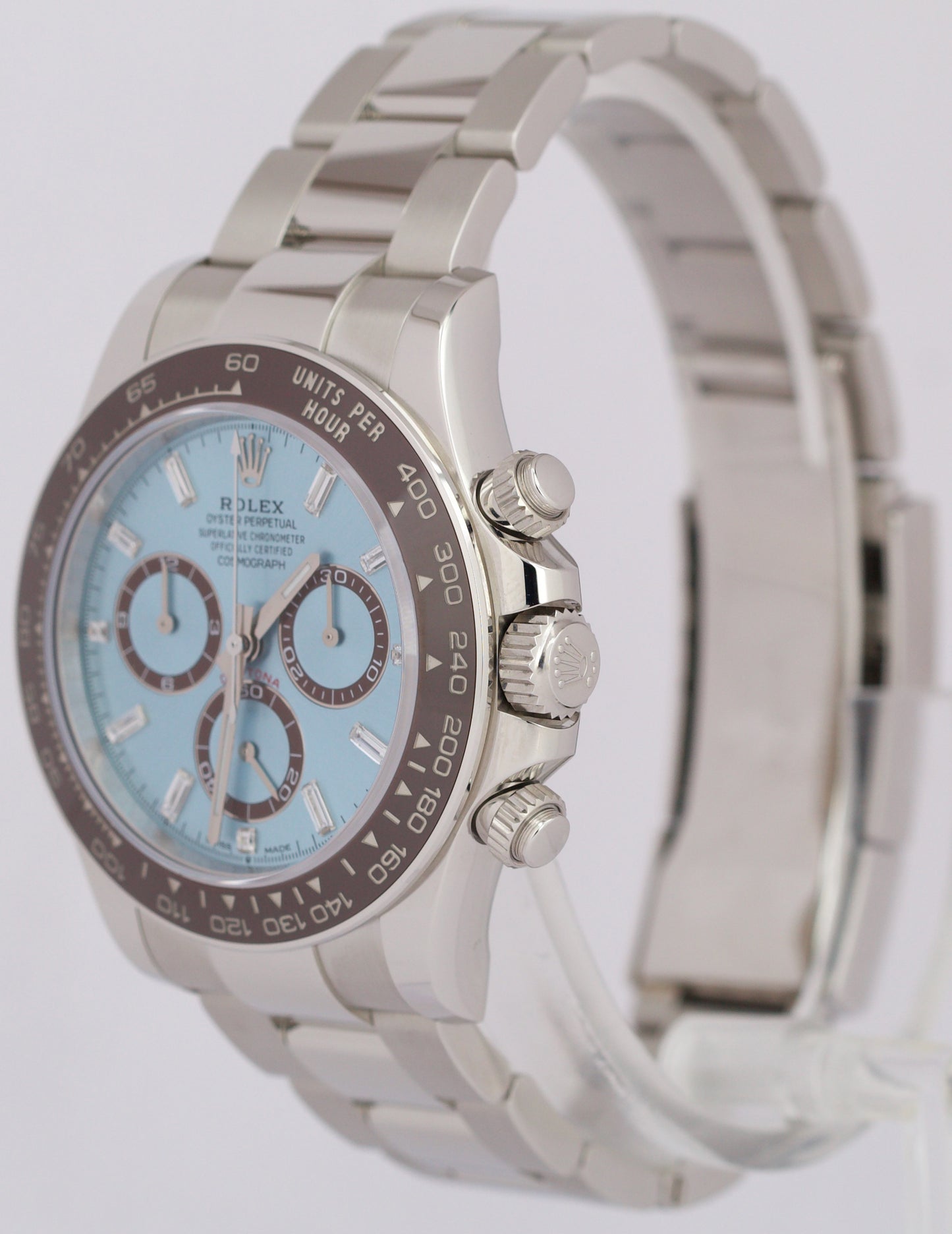 NEW 2025 PAPERS Rolex Daytona GLACIER BLUE BAGUETTE 40mm Platinum 126506 BOX