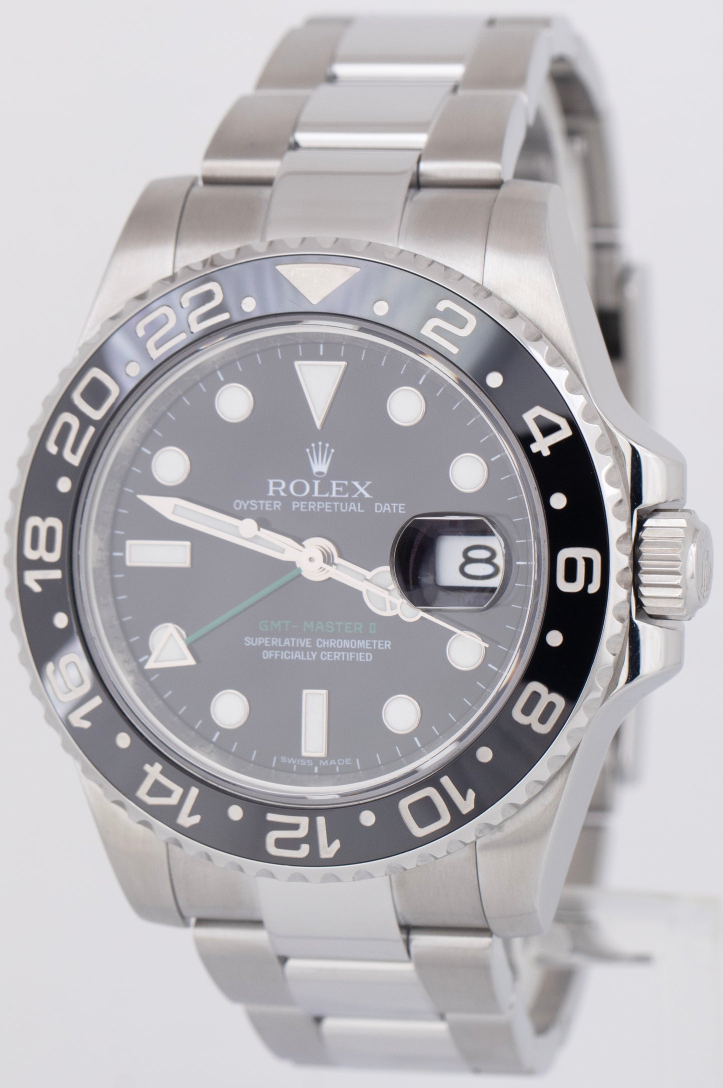 MINT Rolex GMT-Master II Stainless Steel Date Oyster Green 40mm Watch 116710 LN