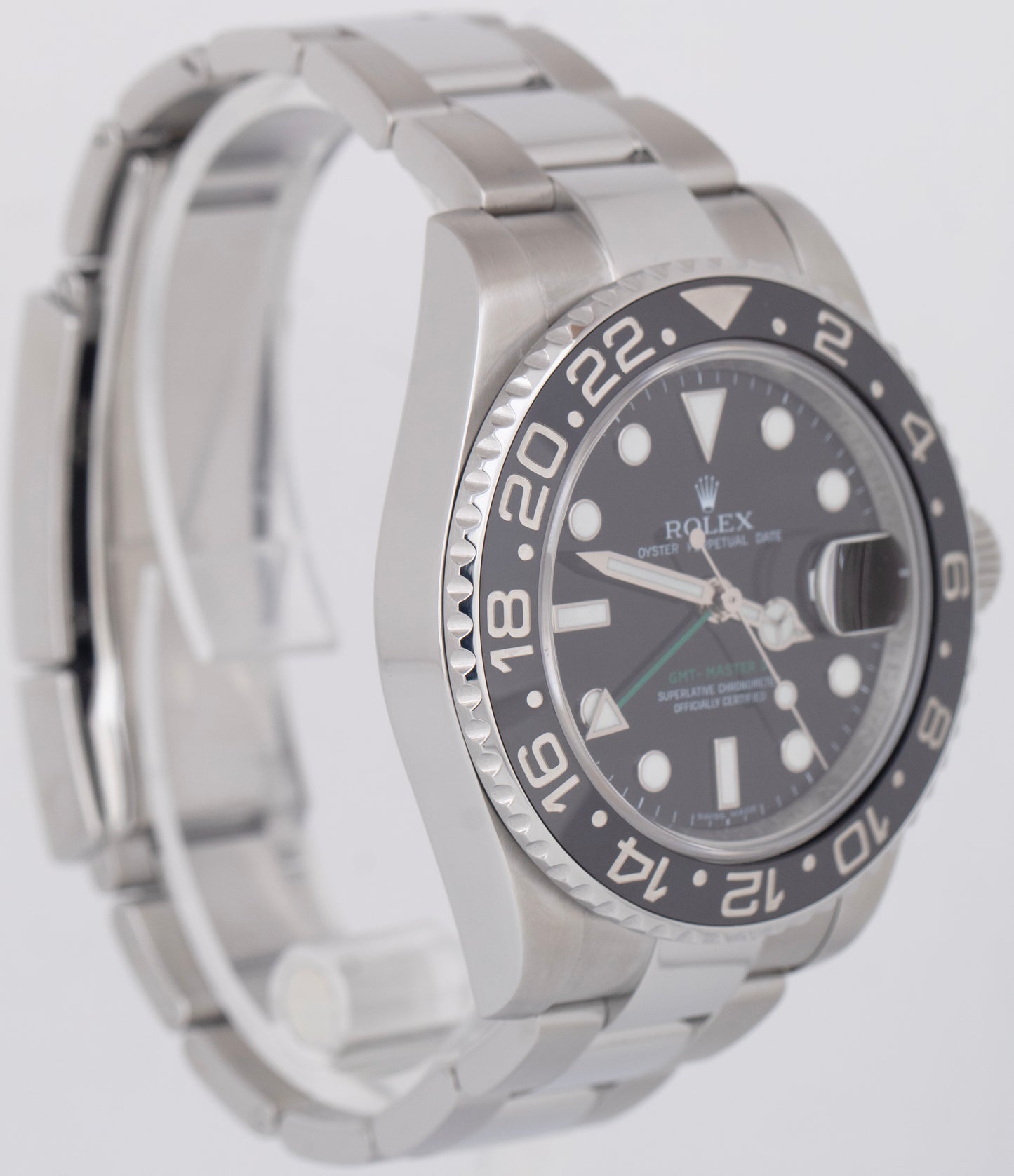 MINT Rolex GMT-Master II Stainless Steel Date Oyster Green 40mm Watch 116710 LN