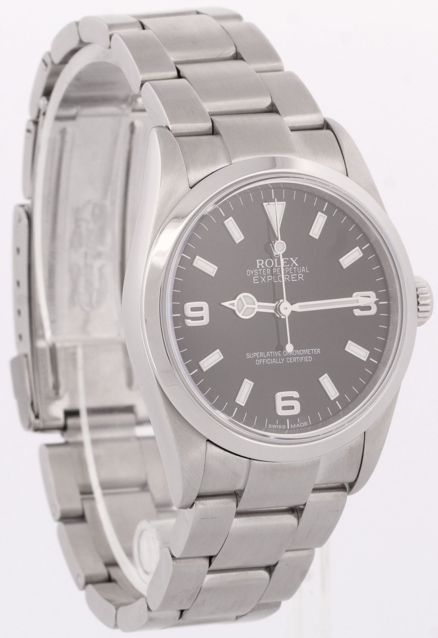 PAPERS Rolex Explorer I Black 36mm 3-6-9 Stainless Steel Oyster MK1 114270 BOX
