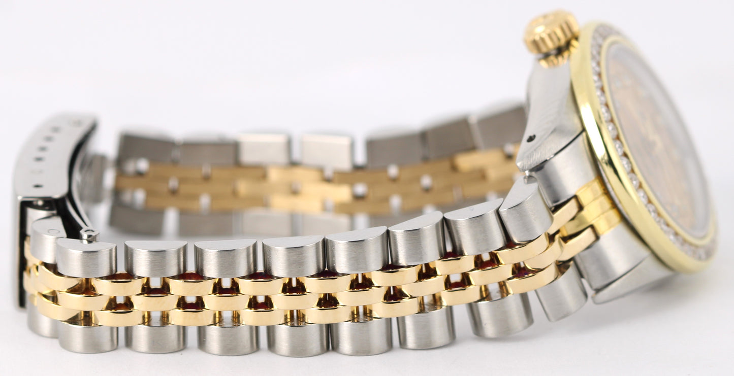 VINTAGE Rolex Oyster Perpetual Two-Tone Gold Champagne DIAMOND 26mm 67193 Watch