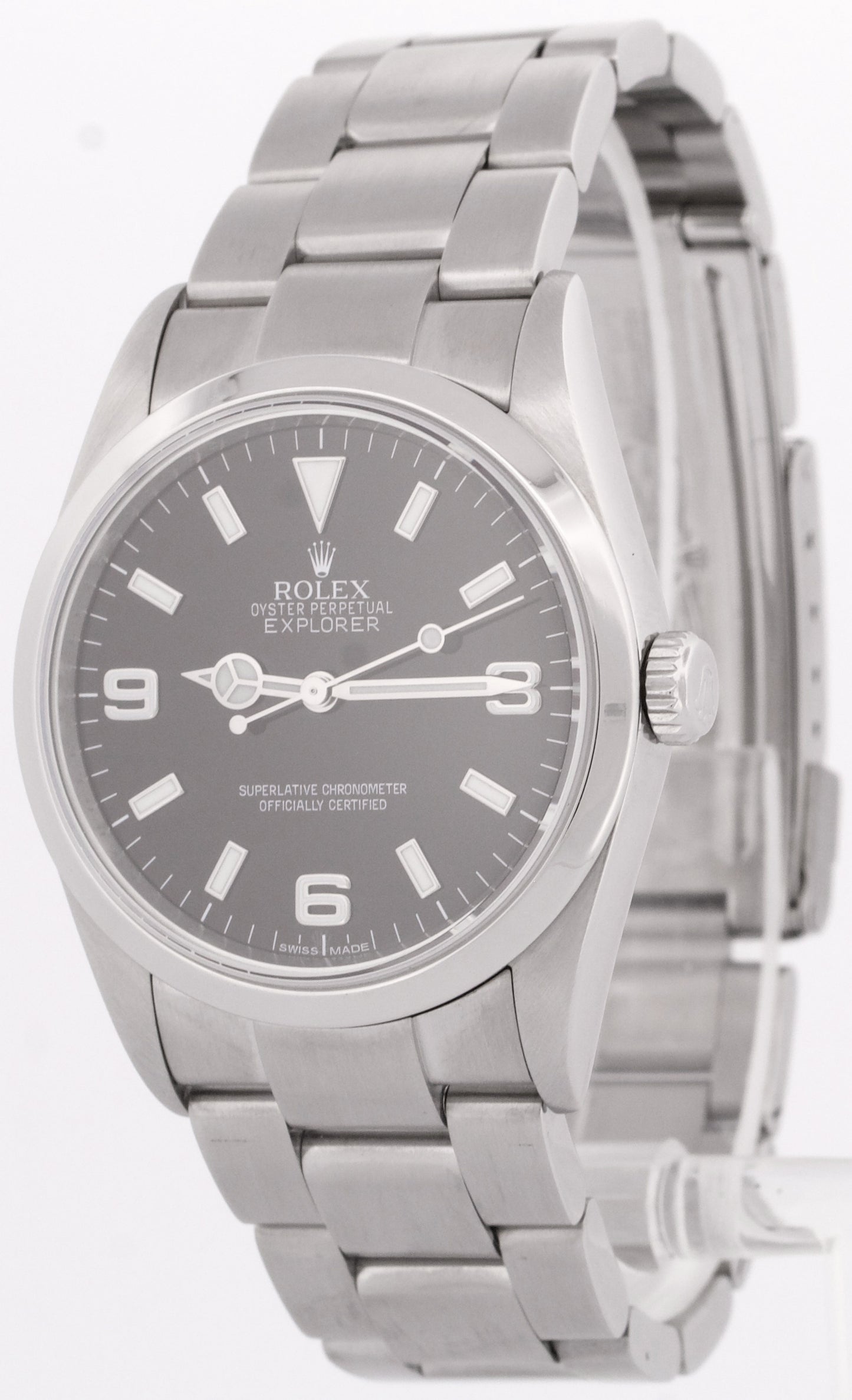 PAPERS Rolex Explorer I Black 36mm 3-6-9 Stainless Steel Oyster MK1 114270 BOX