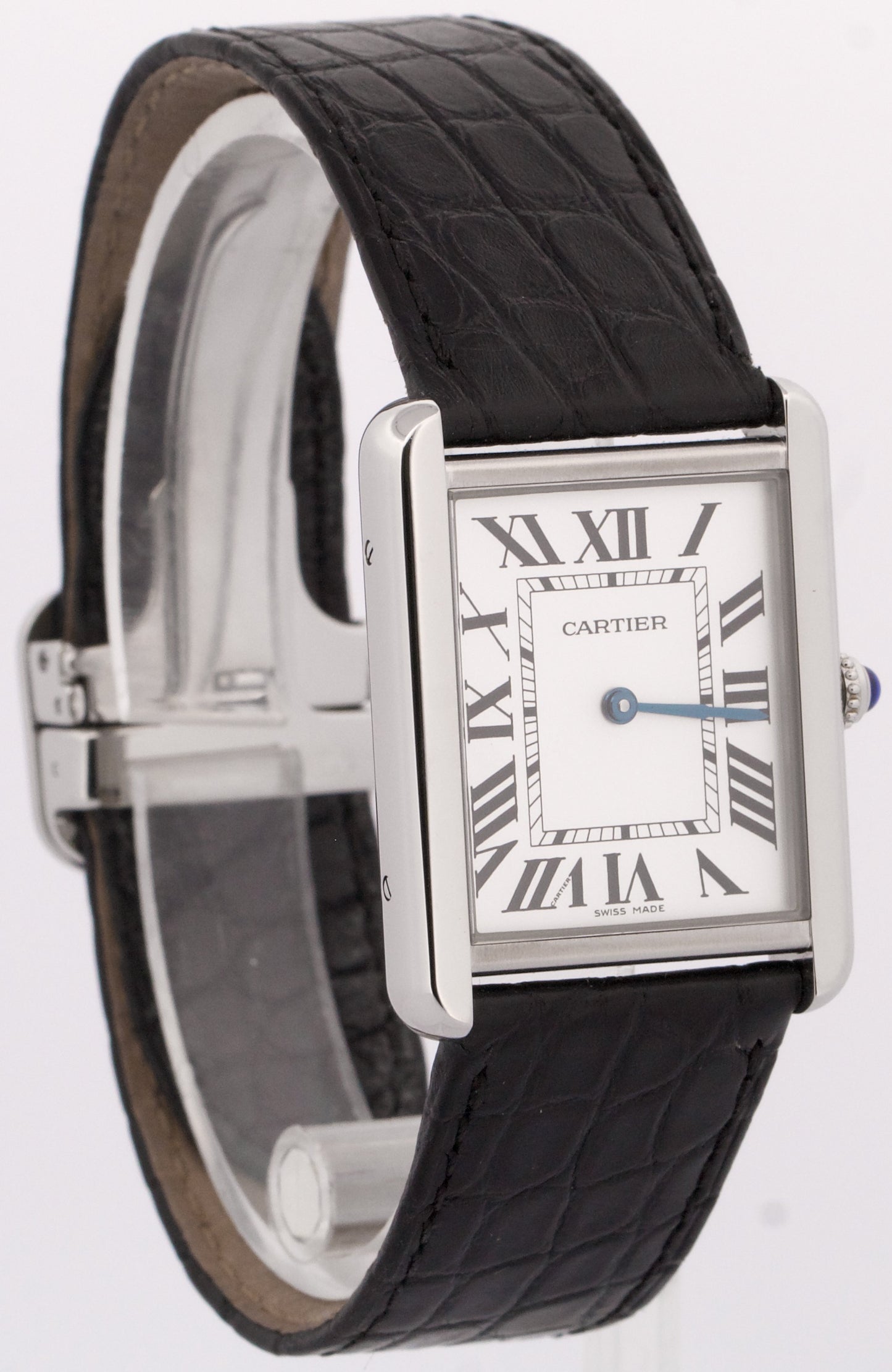 PAPERS Cartier Tank Solo Large SILVER Steel Roman Leather Quartz 3169 / W5200003