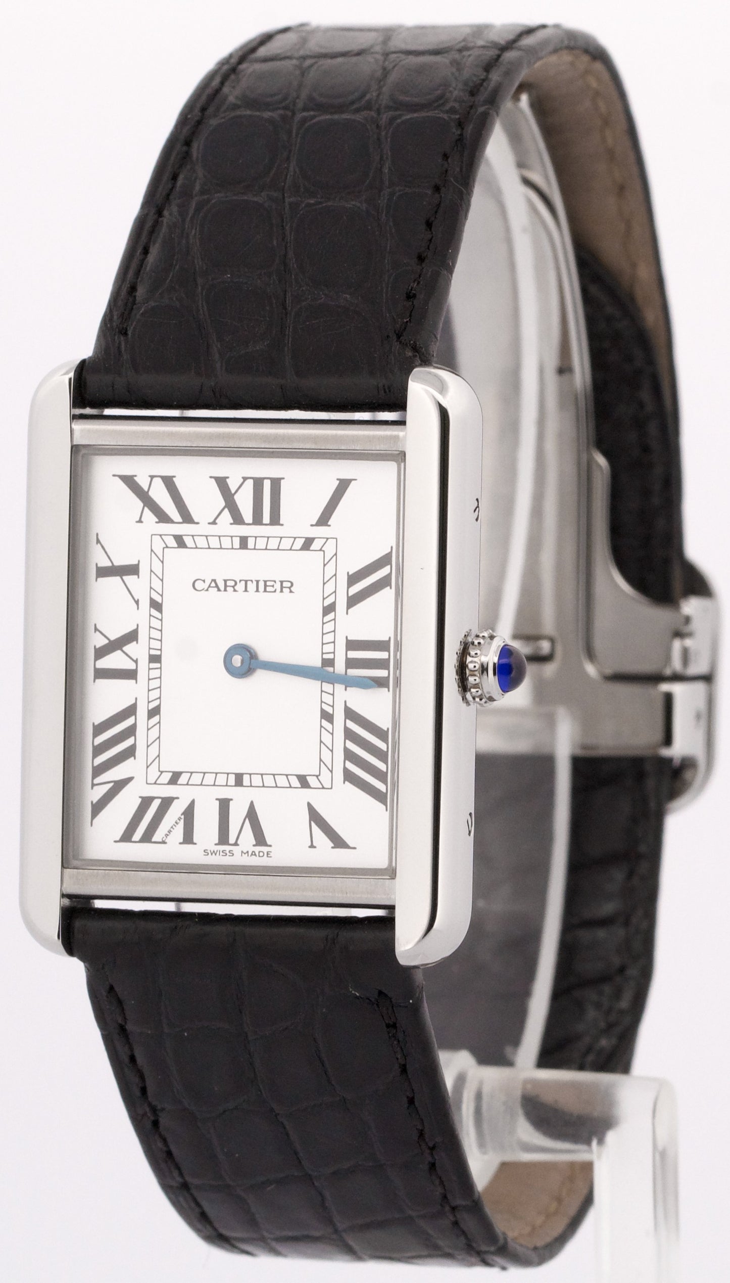 PAPERS Cartier Tank Solo Large SILVER Steel Roman Leather Quartz 3169 / W5200003