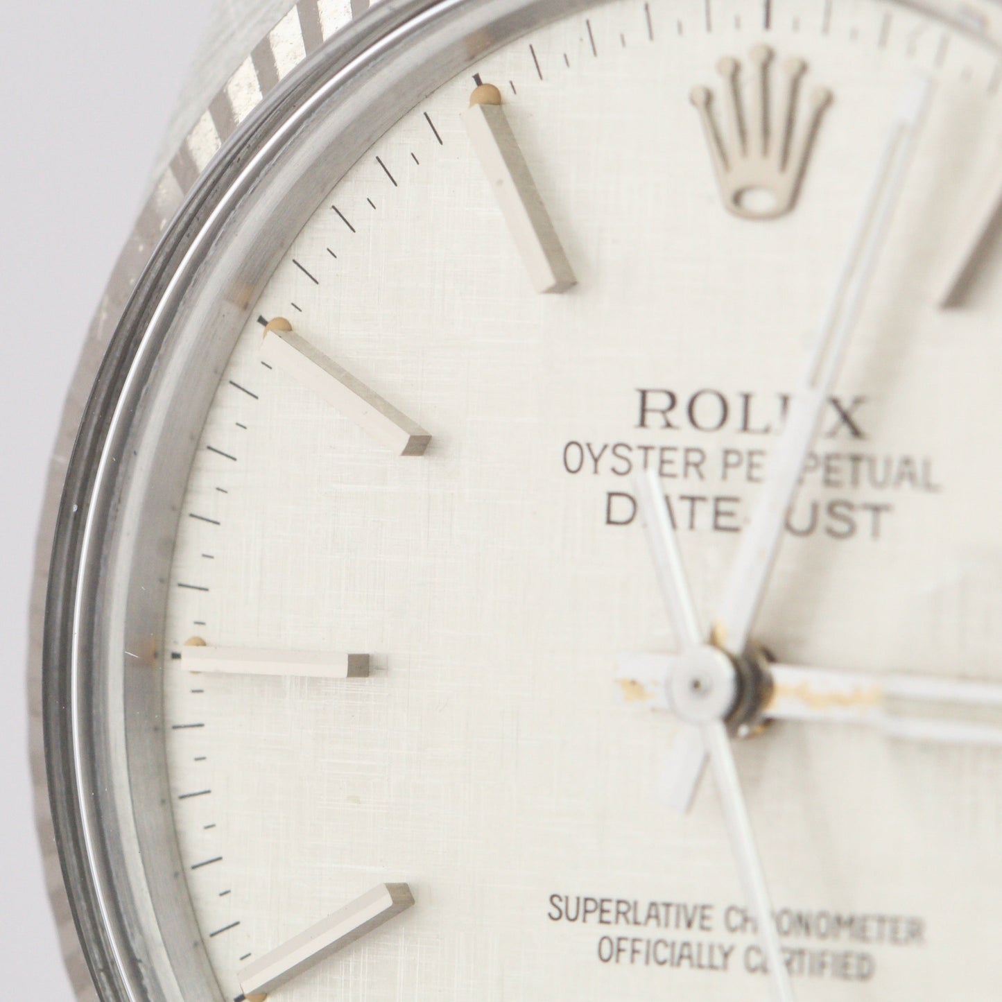 1984 Rolex DateJust SILVER LINEN Fluted Stainless Steel JUBILEE 36mm Watch 16014