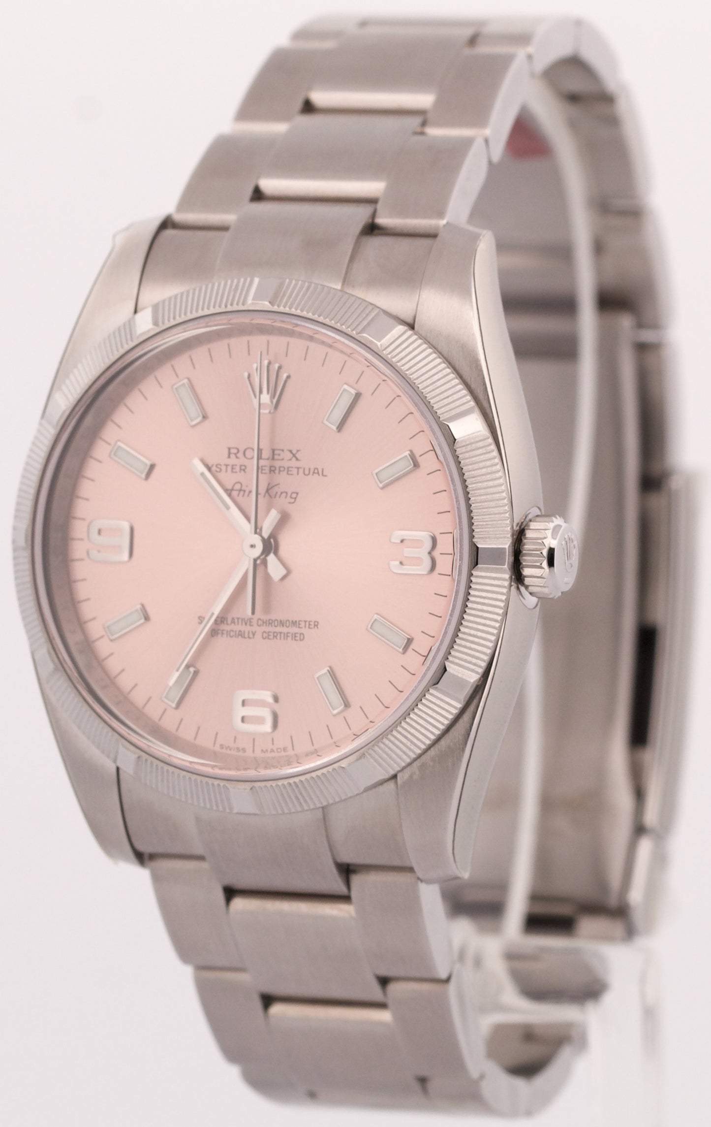 NEW STICKERED 2024 Rolex Oyster Perpetual SALMON Pink Stainless 34mm 114210 BOX
