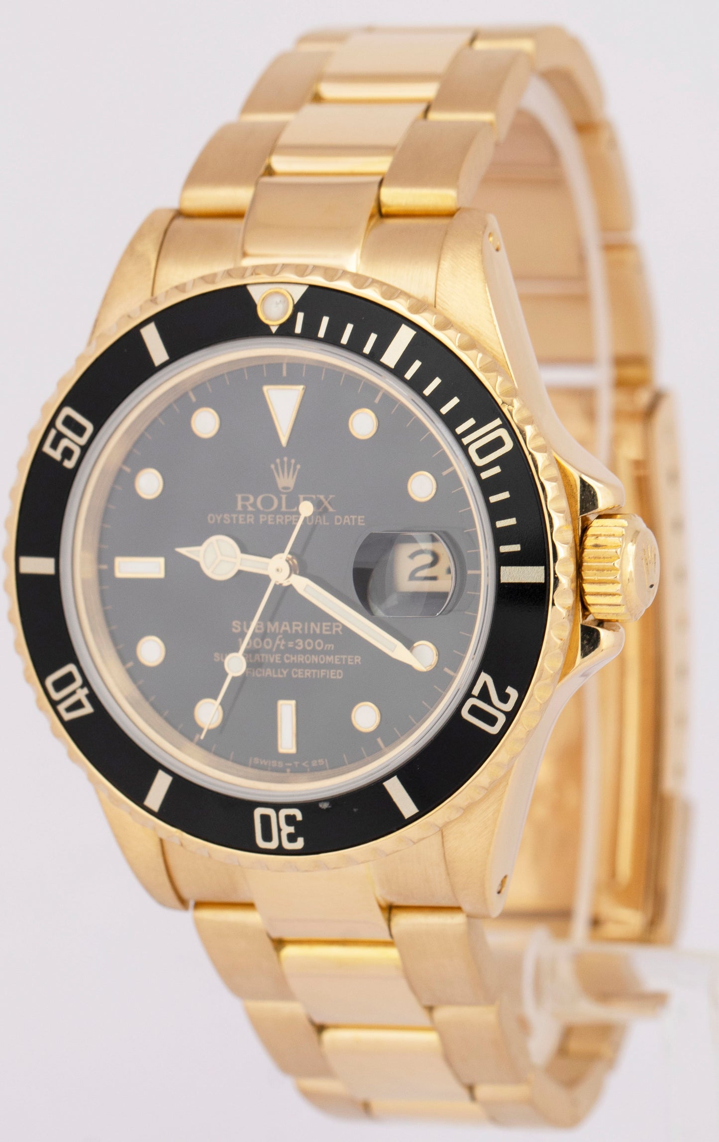 PAPERS 1987 Rolex Submariner Date Black 18K Yellow Gold 40mm 16808 Watch BOX