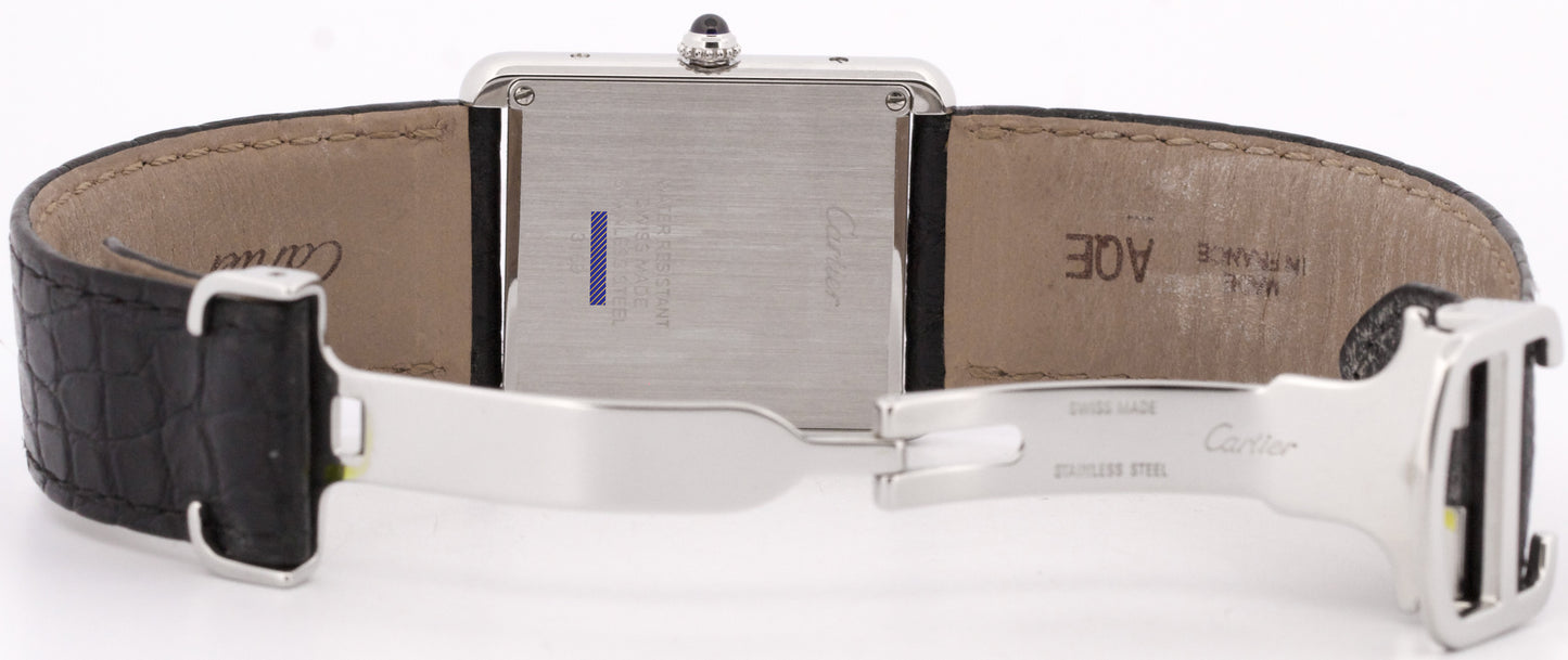 PAPERS Cartier Tank Solo Large SILVER Steel Roman Leather Quartz 3169 / W5200003