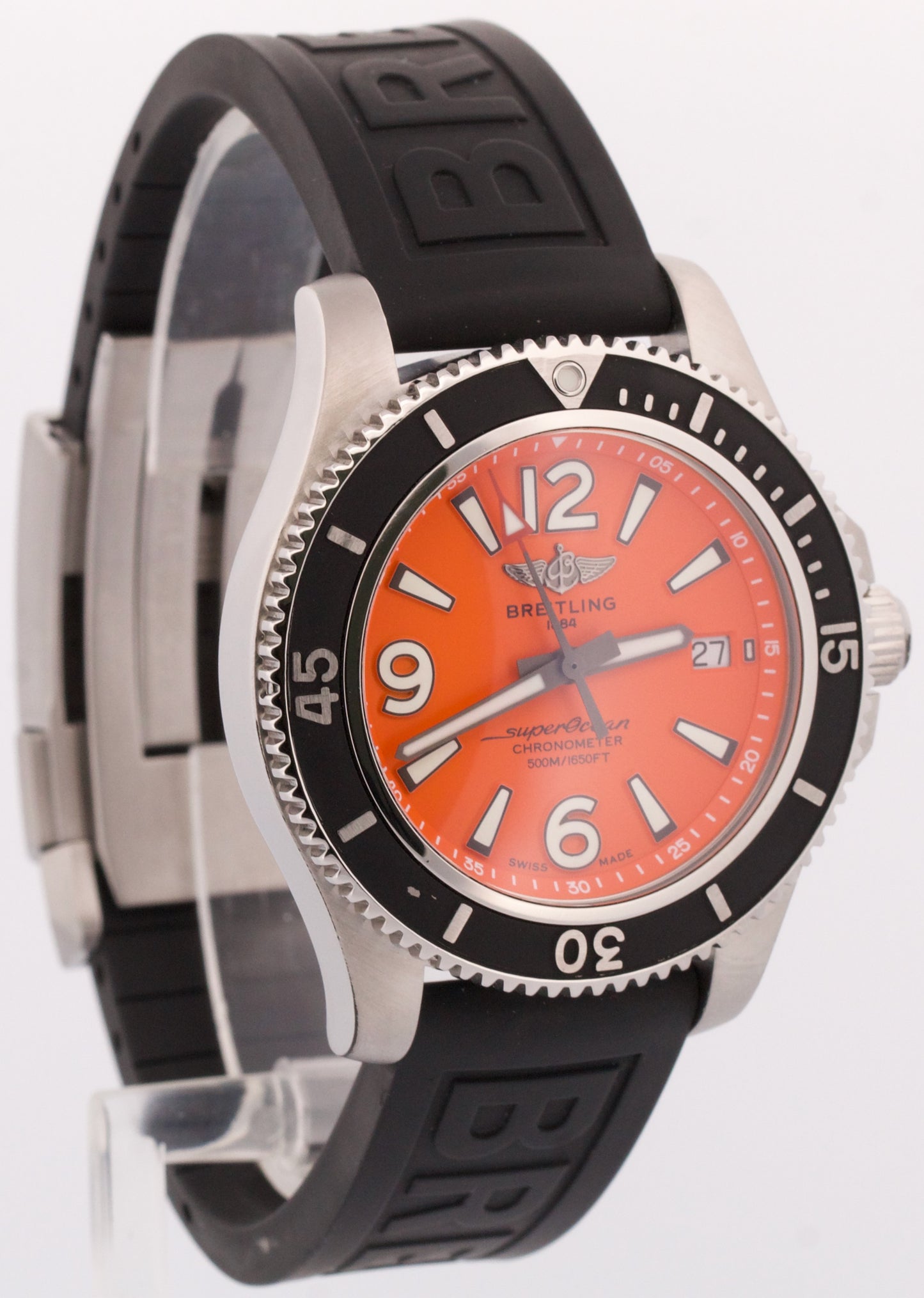 Breitling Superocean ORANGE Stainless Steel Rubber 42mm A17366 Automatic BOX