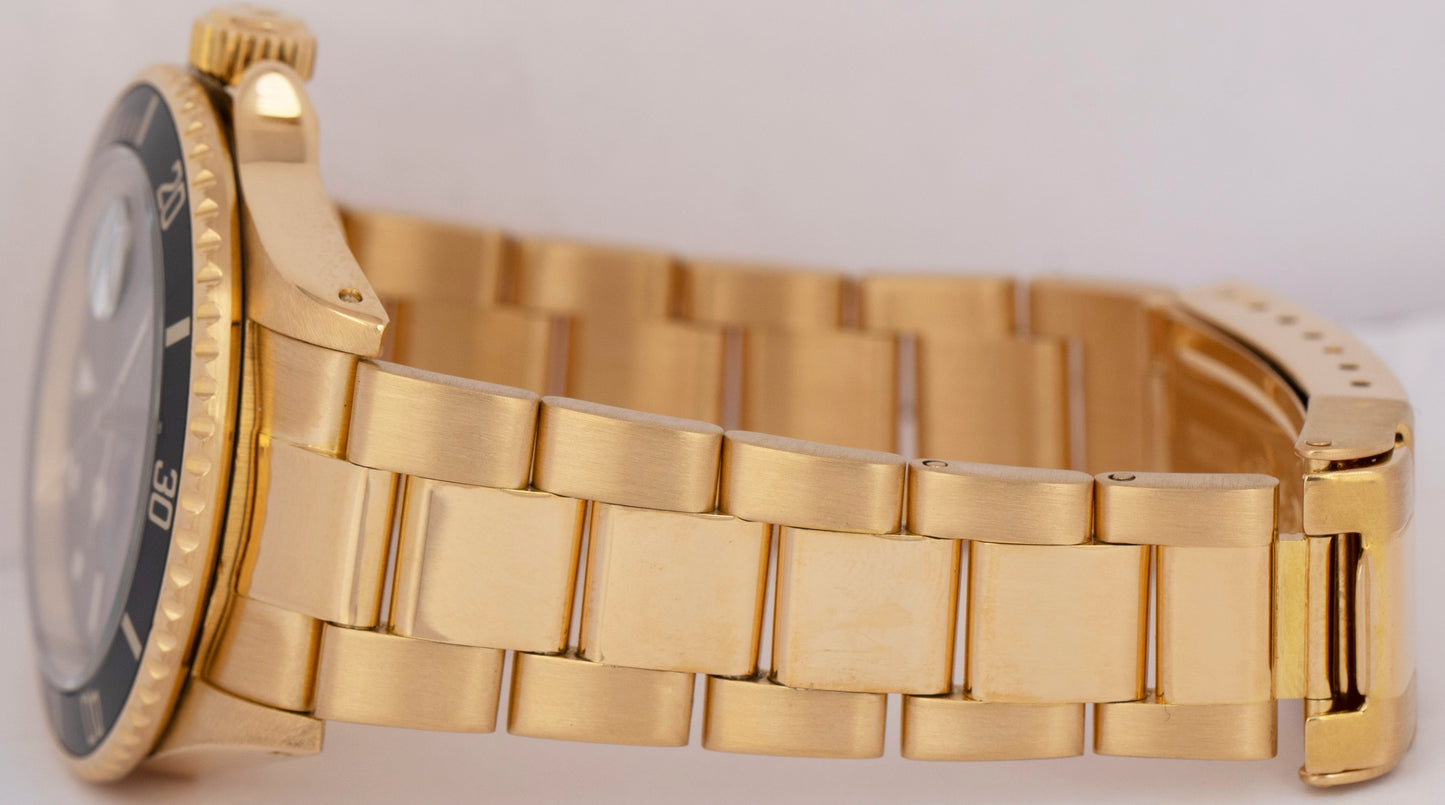 PAPERS 1987 Rolex Submariner Date Black 18K Yellow Gold 40mm 16808 Watch BOX