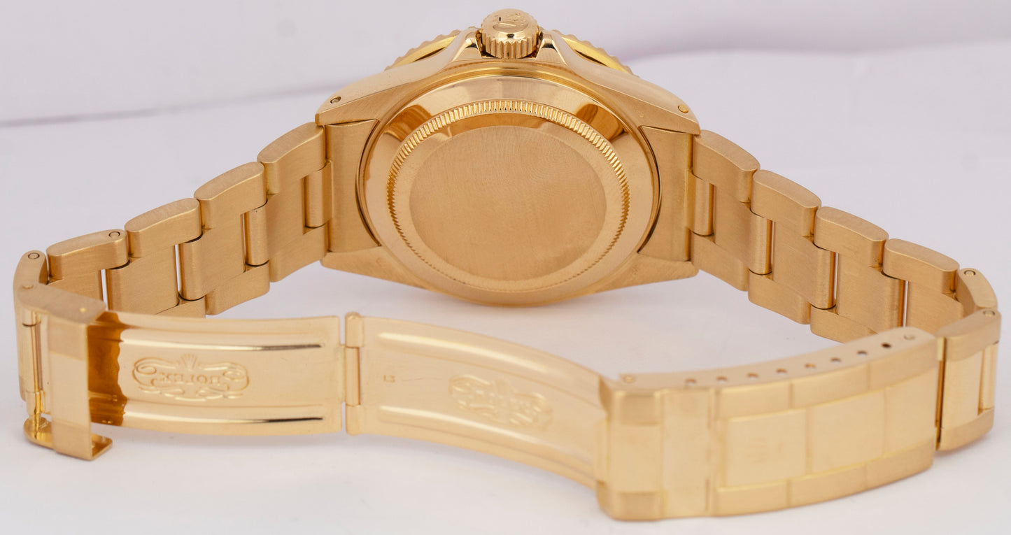 PAPERS 1987 Rolex Submariner Date Black 18K Yellow Gold 40mm 16808 Watch BOX