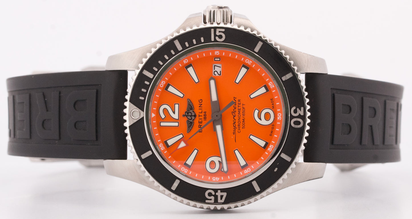 Breitling Superocean ORANGE Stainless Steel Rubber 42mm A17366 Automatic BOX