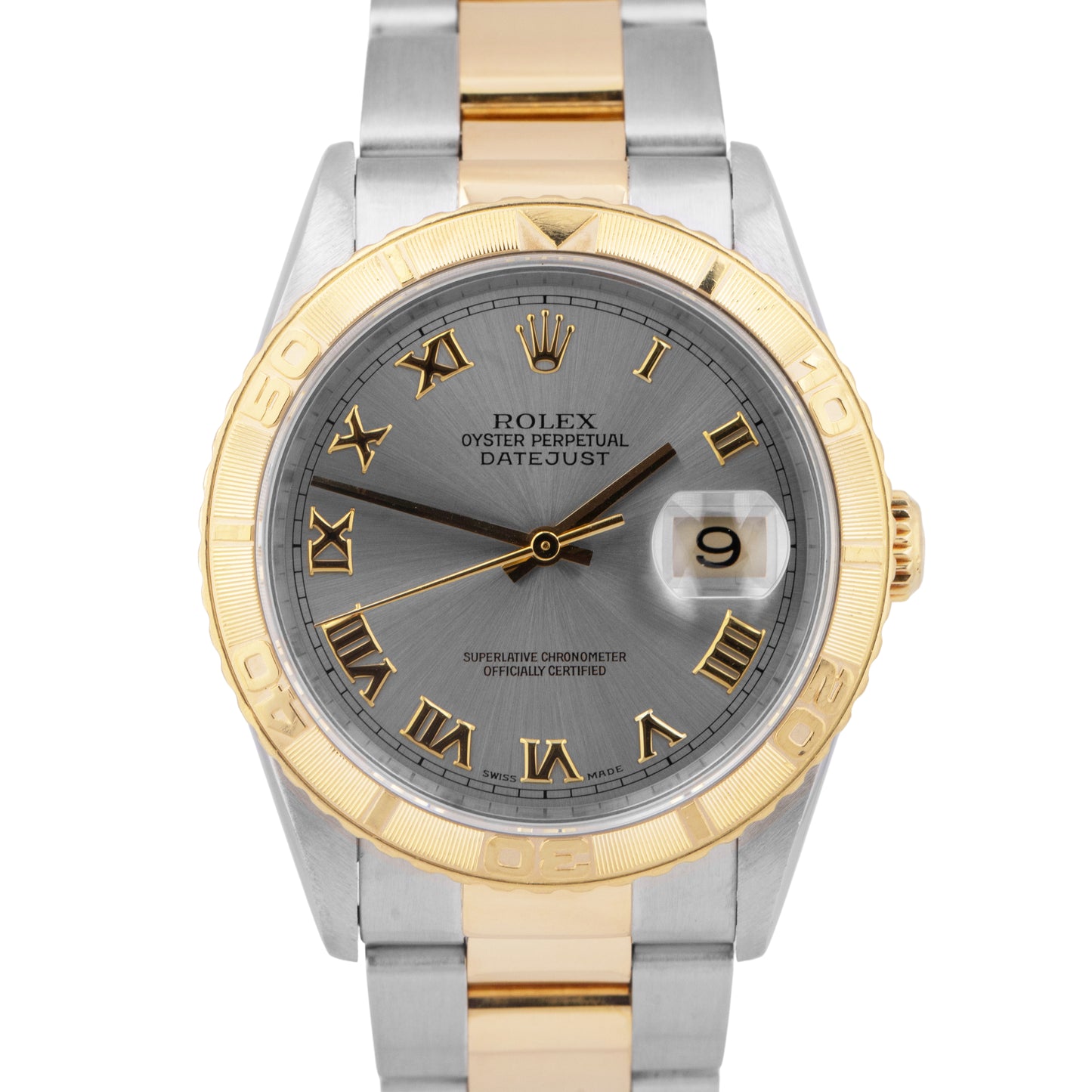 Rolex DateJust Turn-O-Graph 16263 Thunderbird 36mm Slate Two-Tone 18K Gold Watch