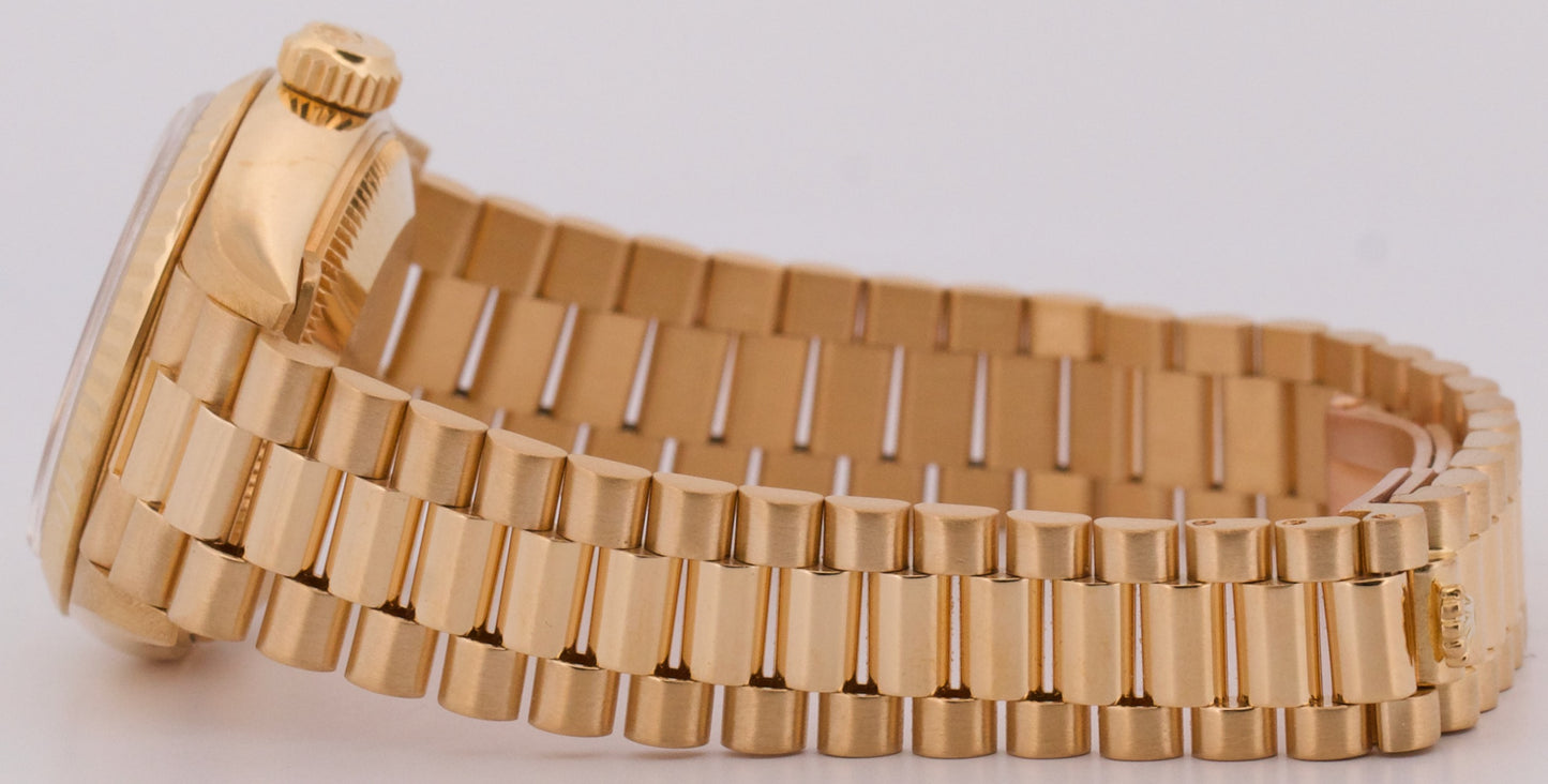 PAPERS Ladies Rolex DateJust President 26mm CHAMPAGNE 18K Yellow Gold 69178 BOX