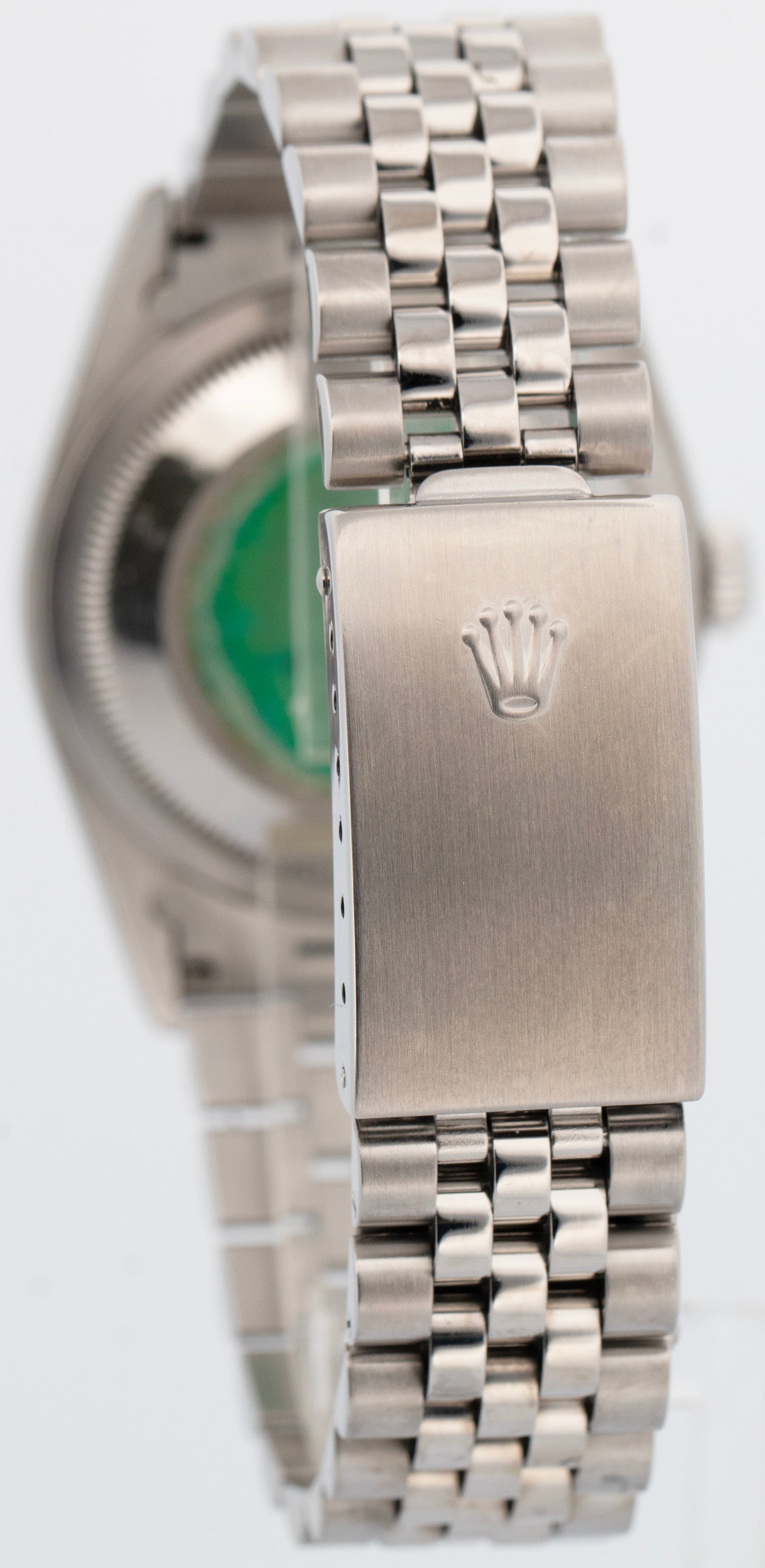 Rolex DateJust 36mm BLACK Dial Stainless Steel JUBILEE Engine-Turned Watch 16220
