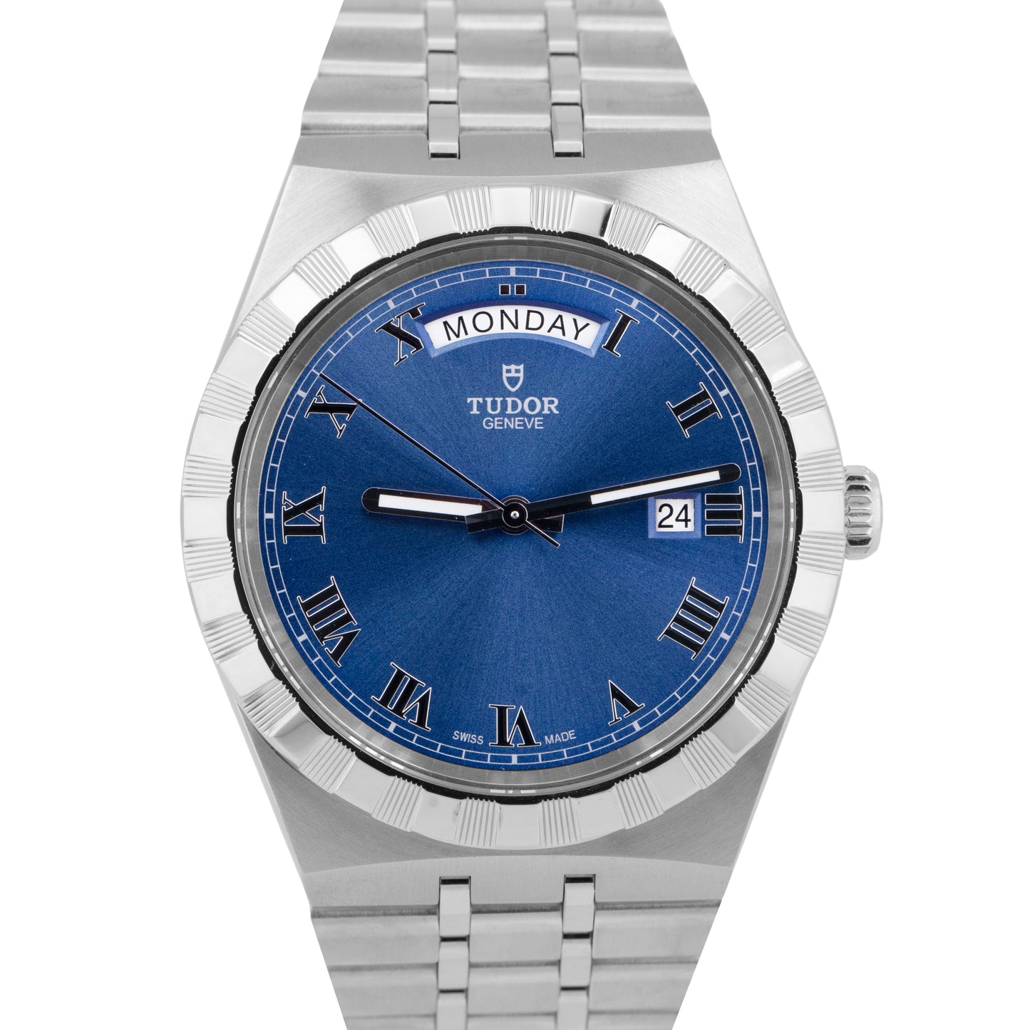 PAPERS Tudor Royal 41mm Blue Roman Automatic Stainless Day Date 28600 Watch BOX