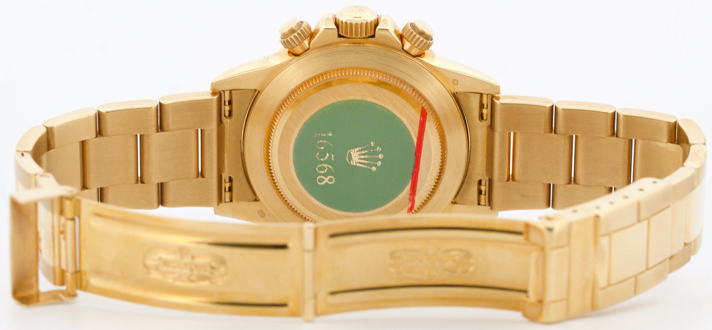 1999 TOP CONDITION PAPERS Rolex Daytona FACTORY BAGUETTE 18K GOLD 16568 BOX