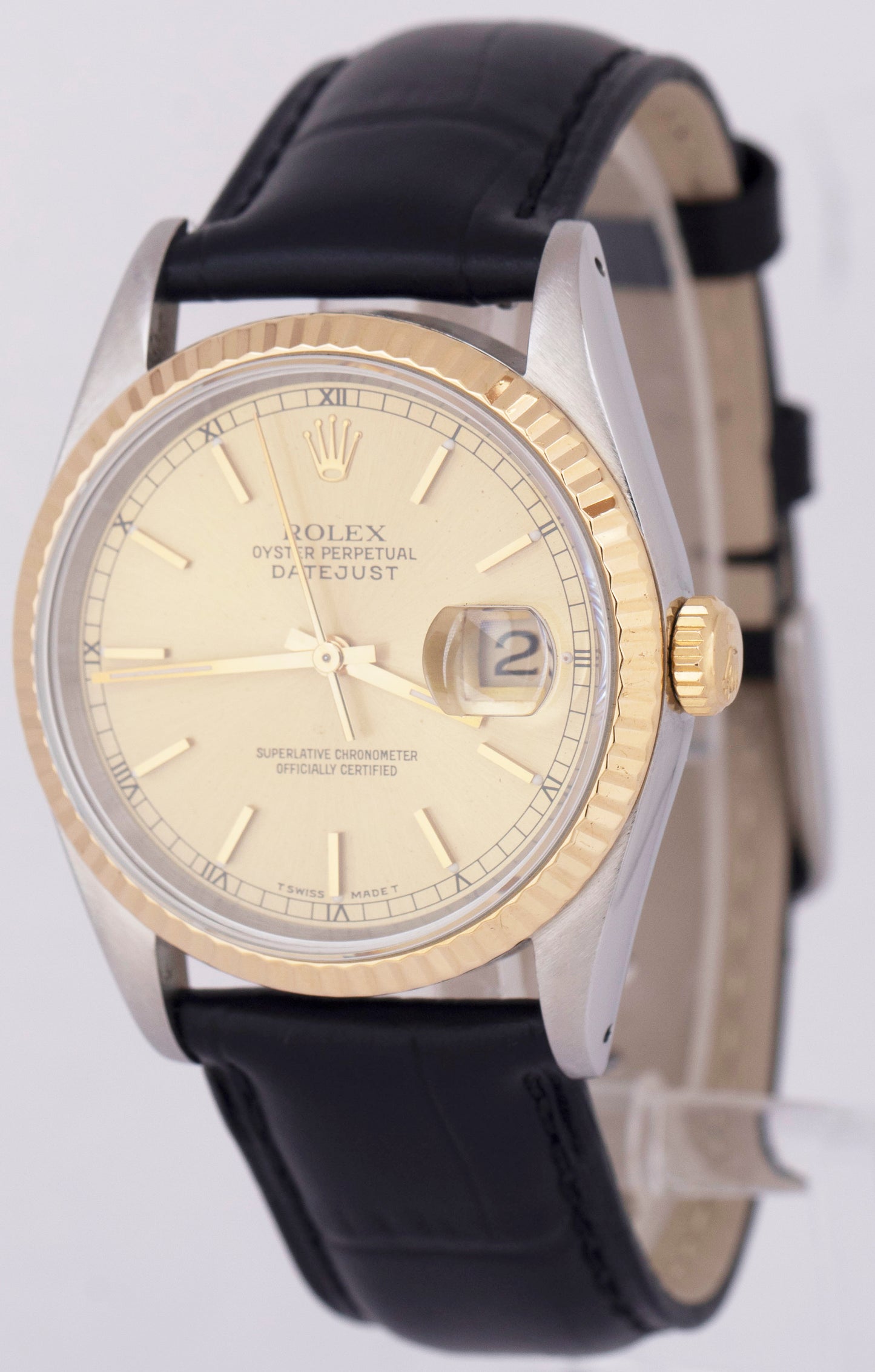 Rolex DateJust 36mm Champagne Two-Tone 18K Gold Stainless Steel Watch 16233