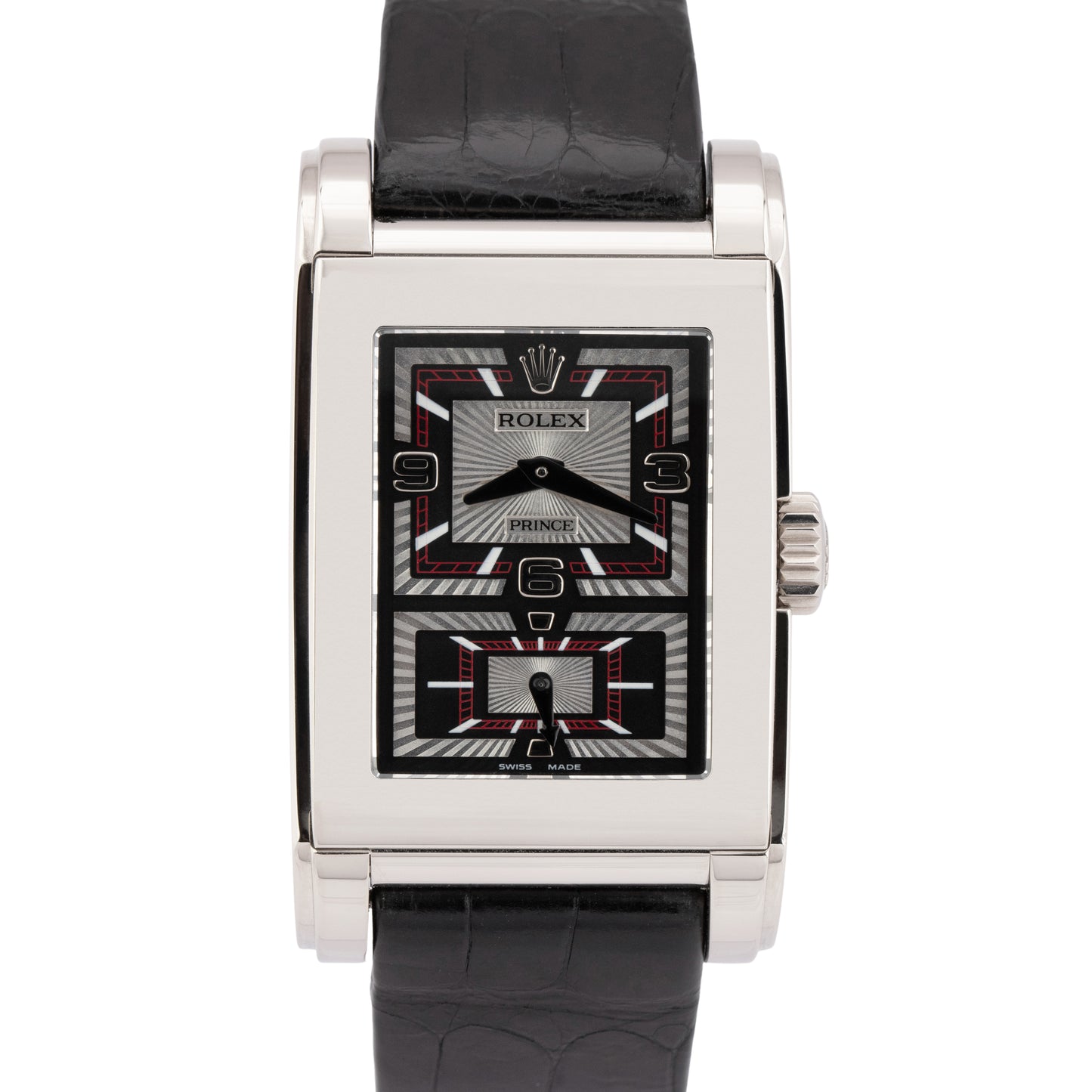 MINT PAPERS Rolex Cellini Prince 18K White Gold 38mm x 28mm Black 5443/9 BOX