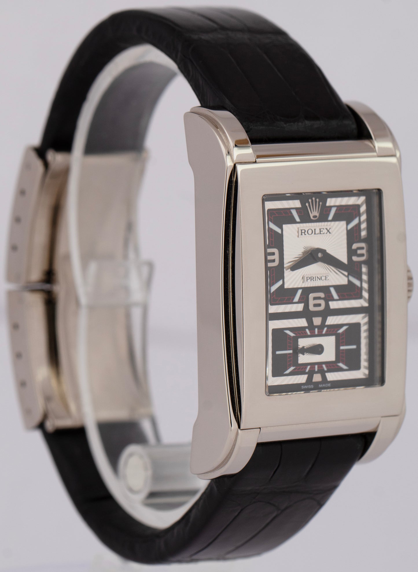 MINT PAPERS Rolex Cellini Prince 18K White Gold 38mm x 28mm Black 5443/9 BOX