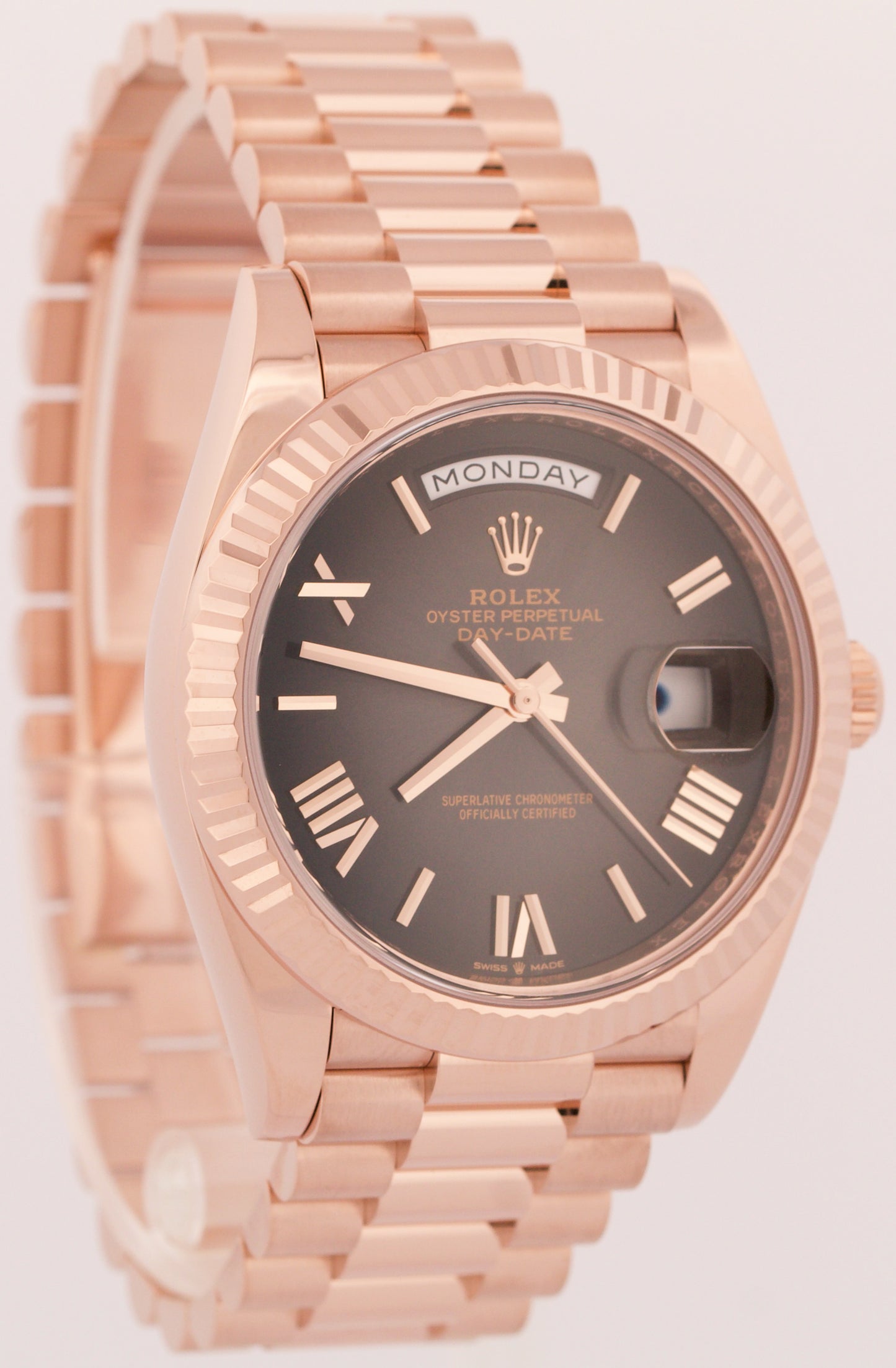 2024 PAPERS Rolex Day-Date President 40mm BLACK OMBRE ROMAN 18K 228235 Watch BOX