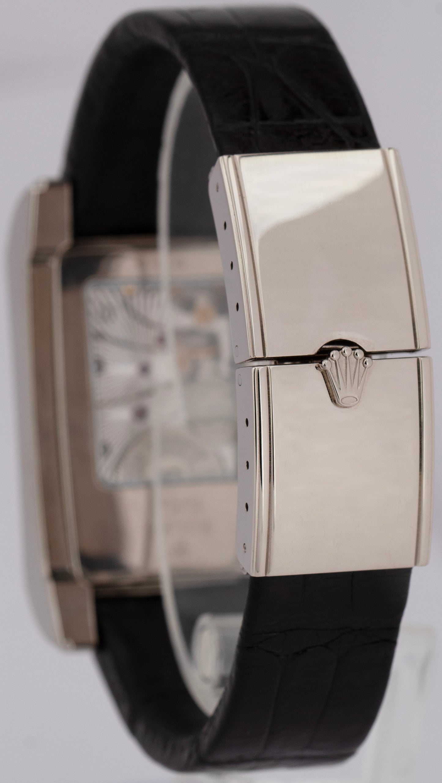 MINT PAPERS Rolex Cellini Prince 18K White Gold 38mm x 28mm Black 5443/9 BOX