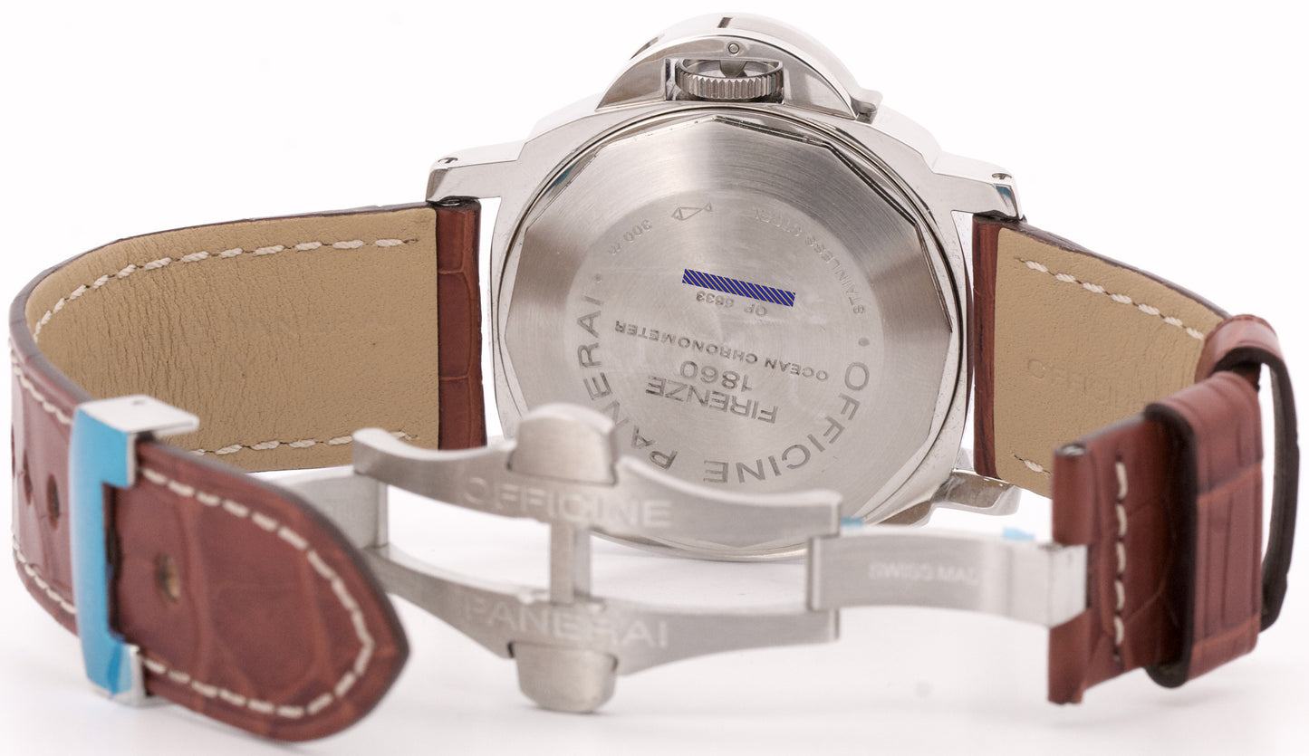 PAPERS Panerai Luminor GMT PAM88 Black Leather Steel 44mm Watch PAM00088 BOX