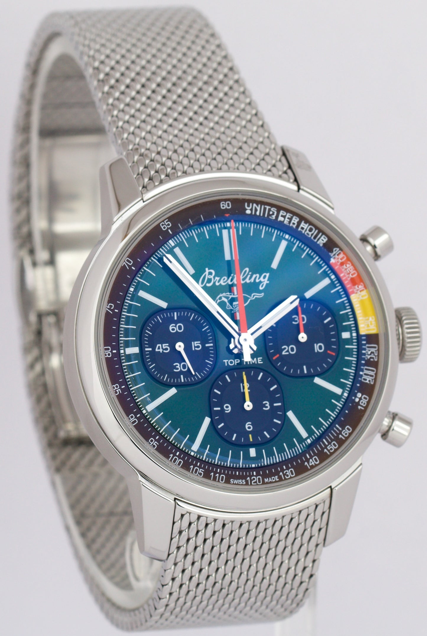 2024 PAPERS Breitling Top Time B01 MUSTANG Green Chronograph 41mm AB0176 BOX