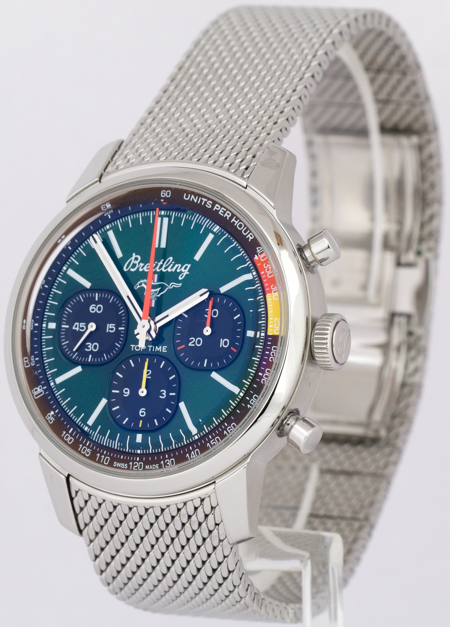2024 PAPERS Breitling Top Time B01 MUSTANG Green Chronograph 41mm AB0176 BOX
