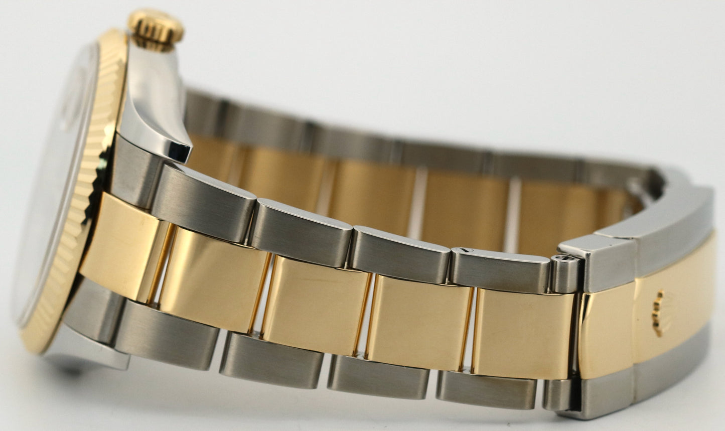 Rolex DateJust 36 WHITE ROMAN 18K Yellow Gold Steel OYSTER Fluted 36mm 126233