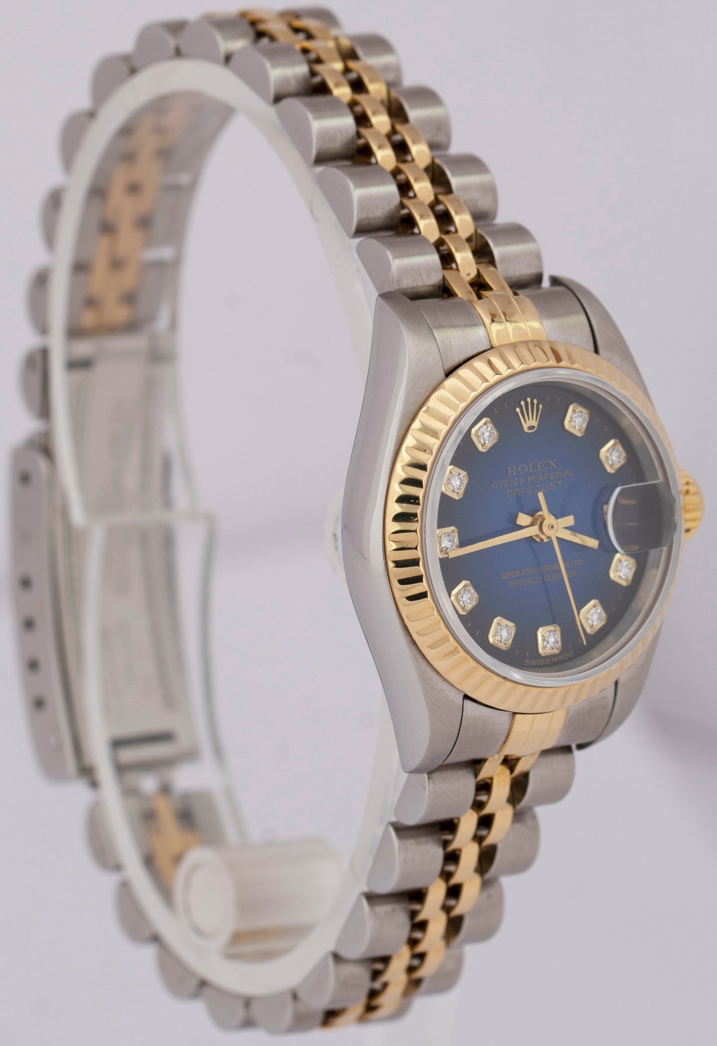 PAPERS Rolex DateJust 26mm RED VIGNETTE DIAMOND 18K Gold Jubilee 69173 BOX B+P