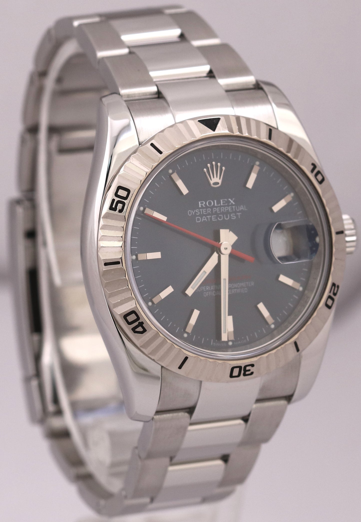 MINT Rolex DateJust Turn-O-Graph Thunderbird BLUE Red Steel 18K Gold 116264