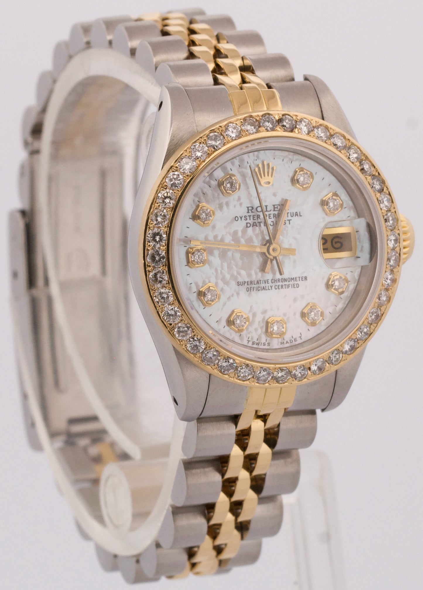 Ladies Rolex DateJust 26mm MOP DIAMOND Two-Tone 18K Gold Steel JUBILEE 69173
